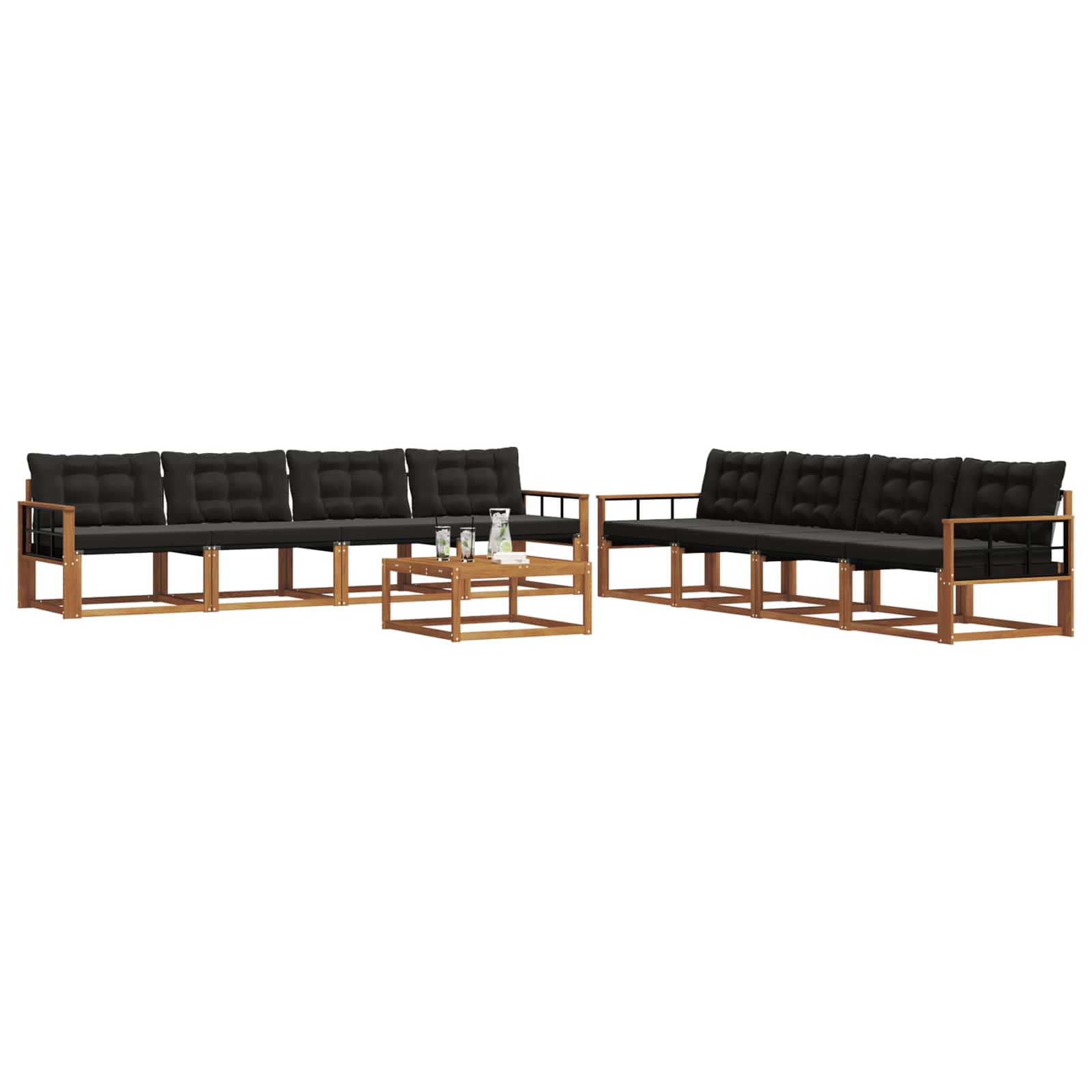 Ensemble de canapés d'extérieur 9 pcs Naturel et Noir - XIOS