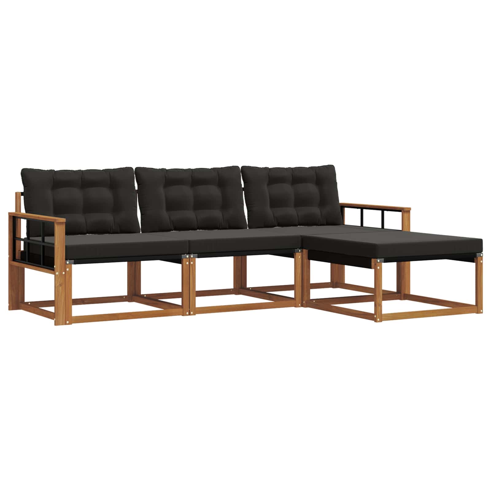 Ensemble de canapés d'extérieur 4 pcs Naturel et Noir - XIOS