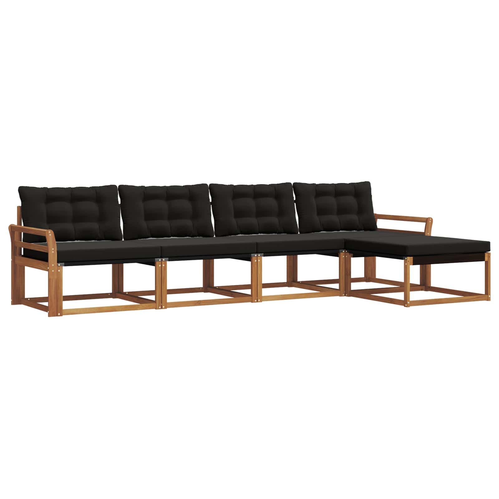 Ensemble de canapés d'extérieur 5 pc Naturel et Noir