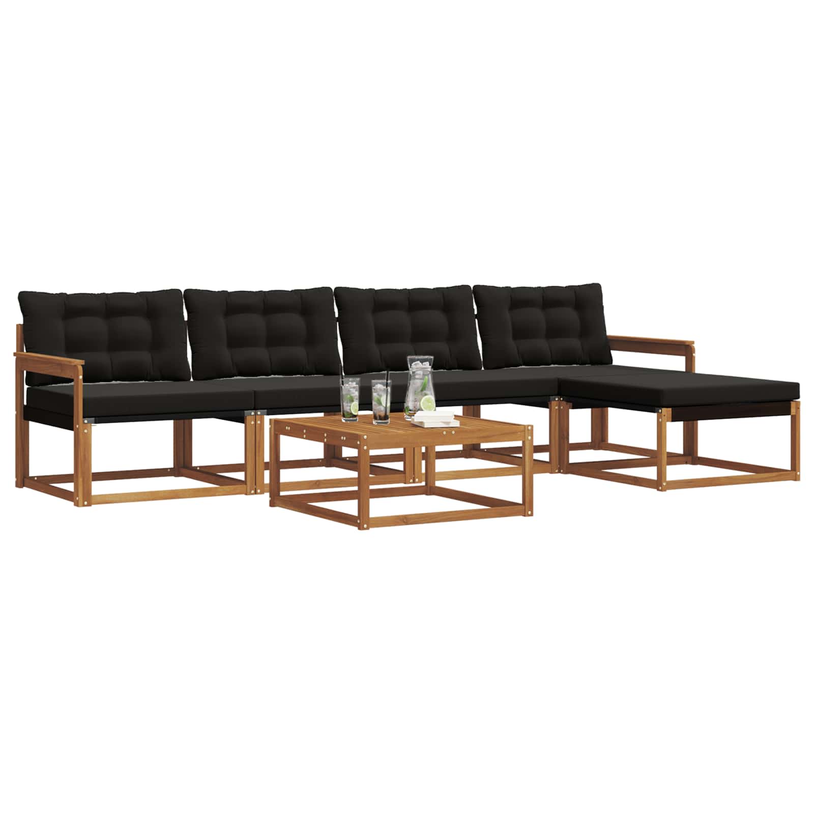 Ensemble de canapés d'extérieur 6 pcs Naturel et Noir - XIOS