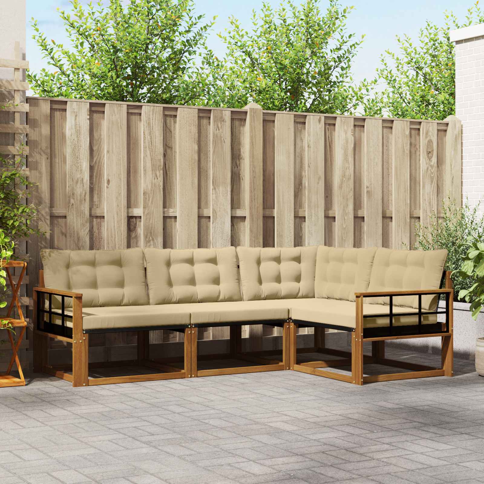 Ensemble de canapés d'extérieur 4 pcs Naturel et Beige - XIOS