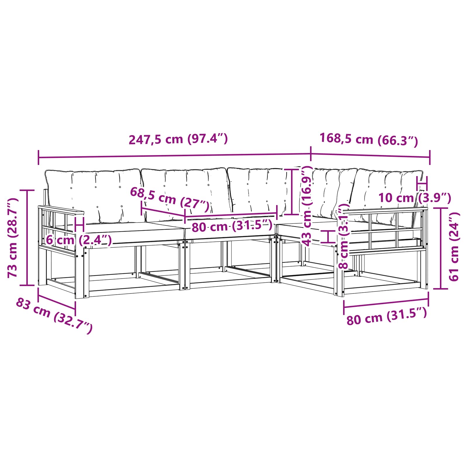 Ensemble de canapés d'extérieur 4 pcs Naturel et Beige - XIOS