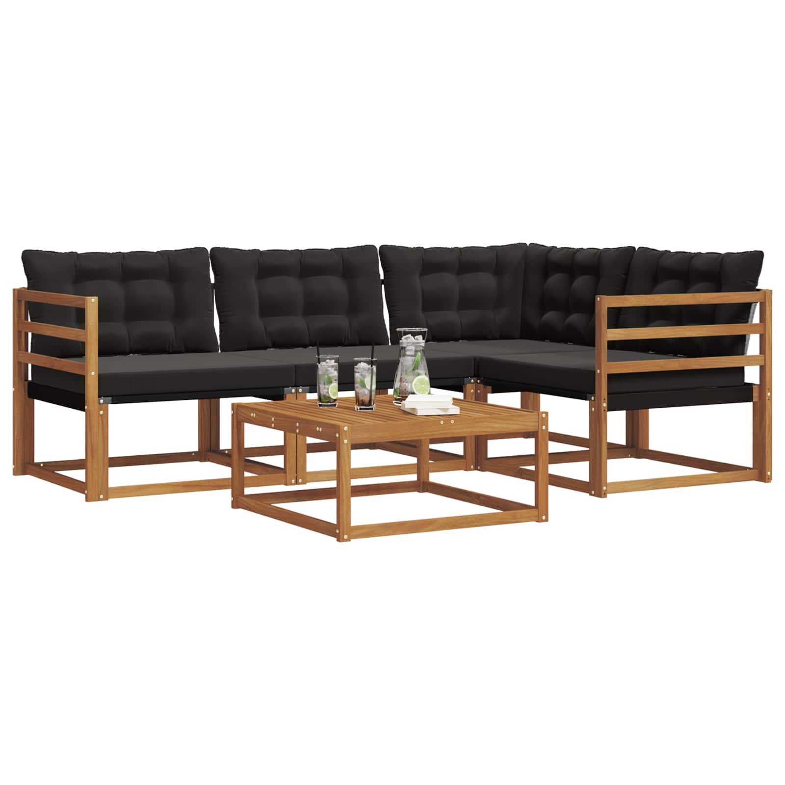 Ensemble de canapés d'extérieur 5 pcs Naturel et Noir - XIOS
