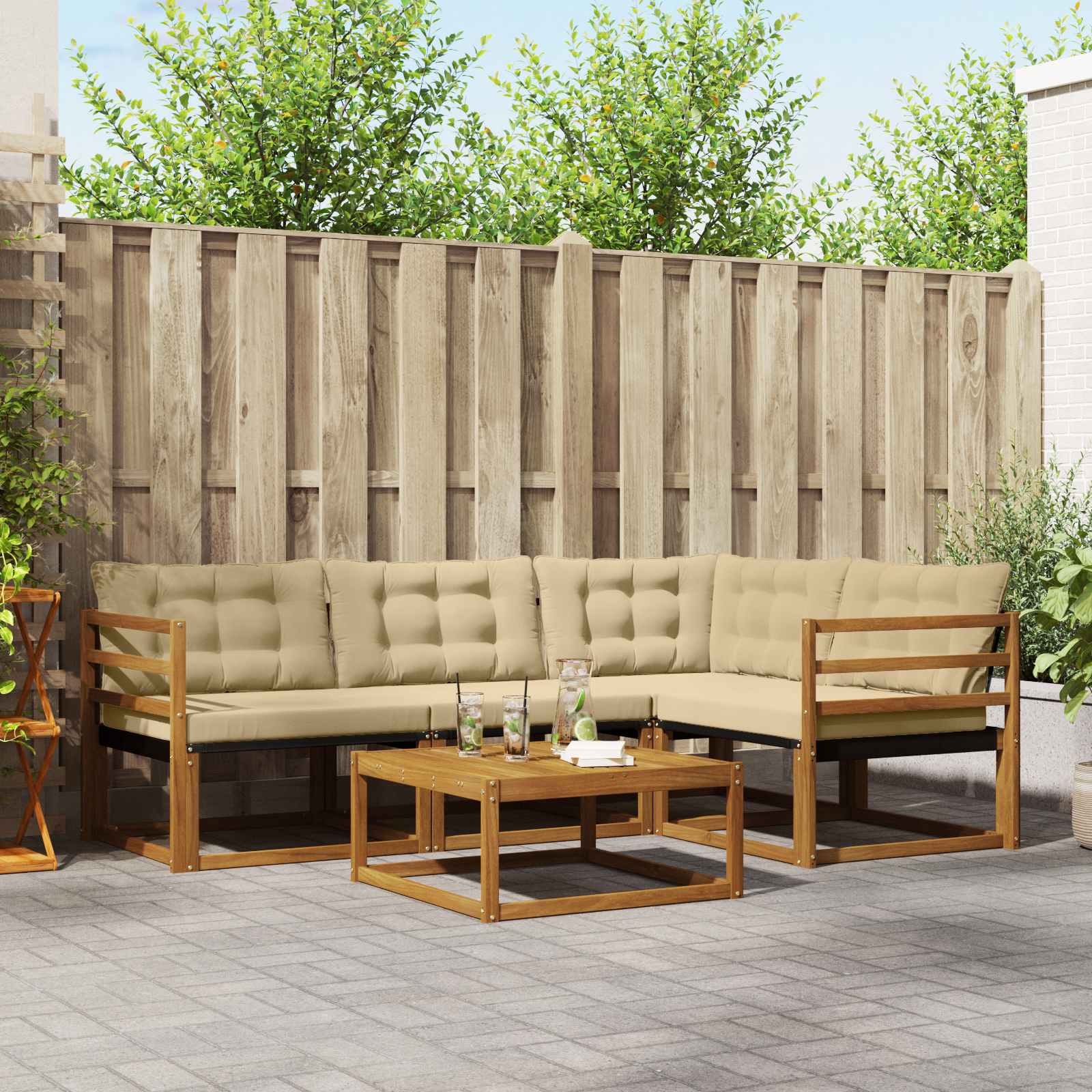 Ensemble de canapés d'extérieur 5 pcs Naturel et Beige - XIOS