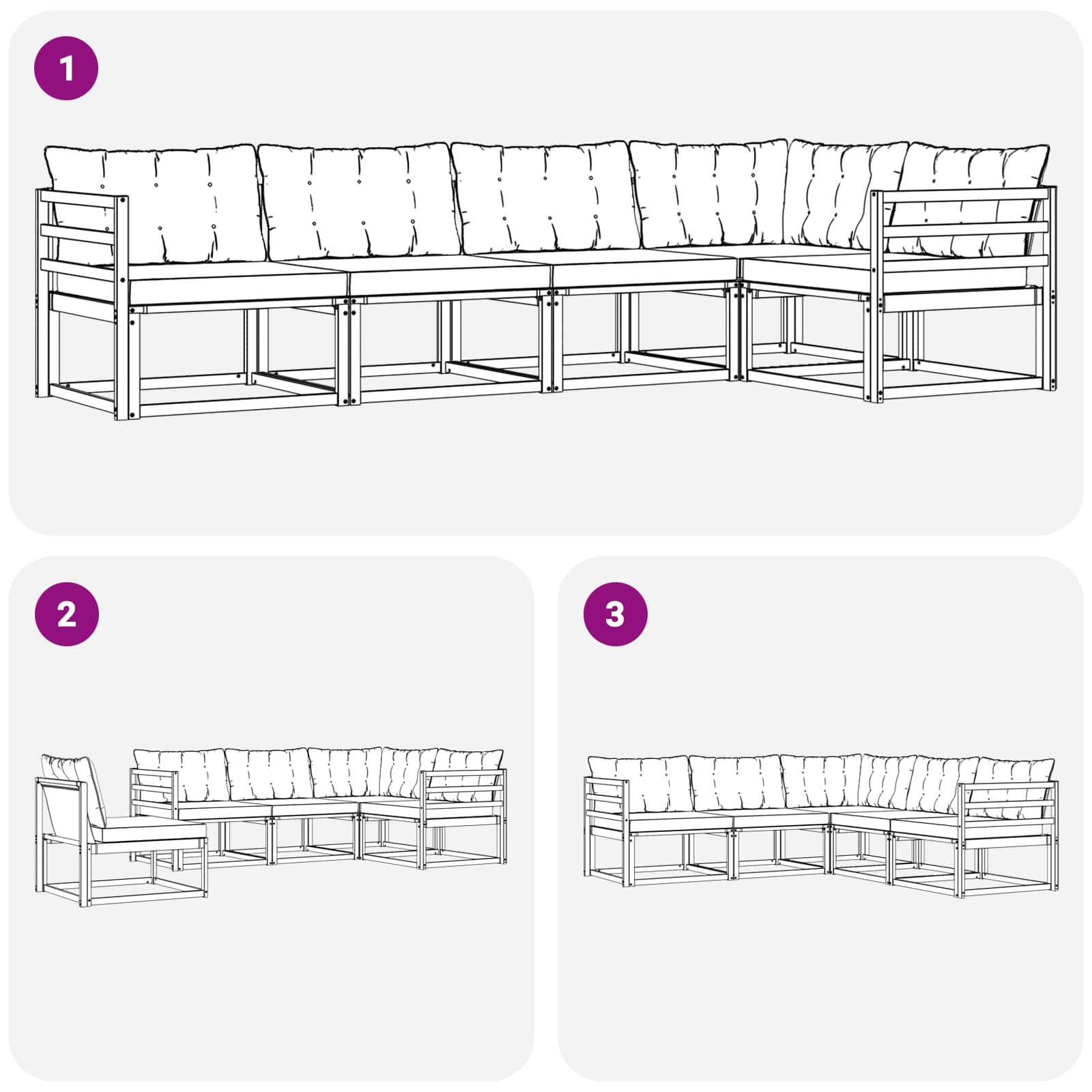 Ensemble de canapés d'extérieur 5 pcs Naturel et Beige - XIOS