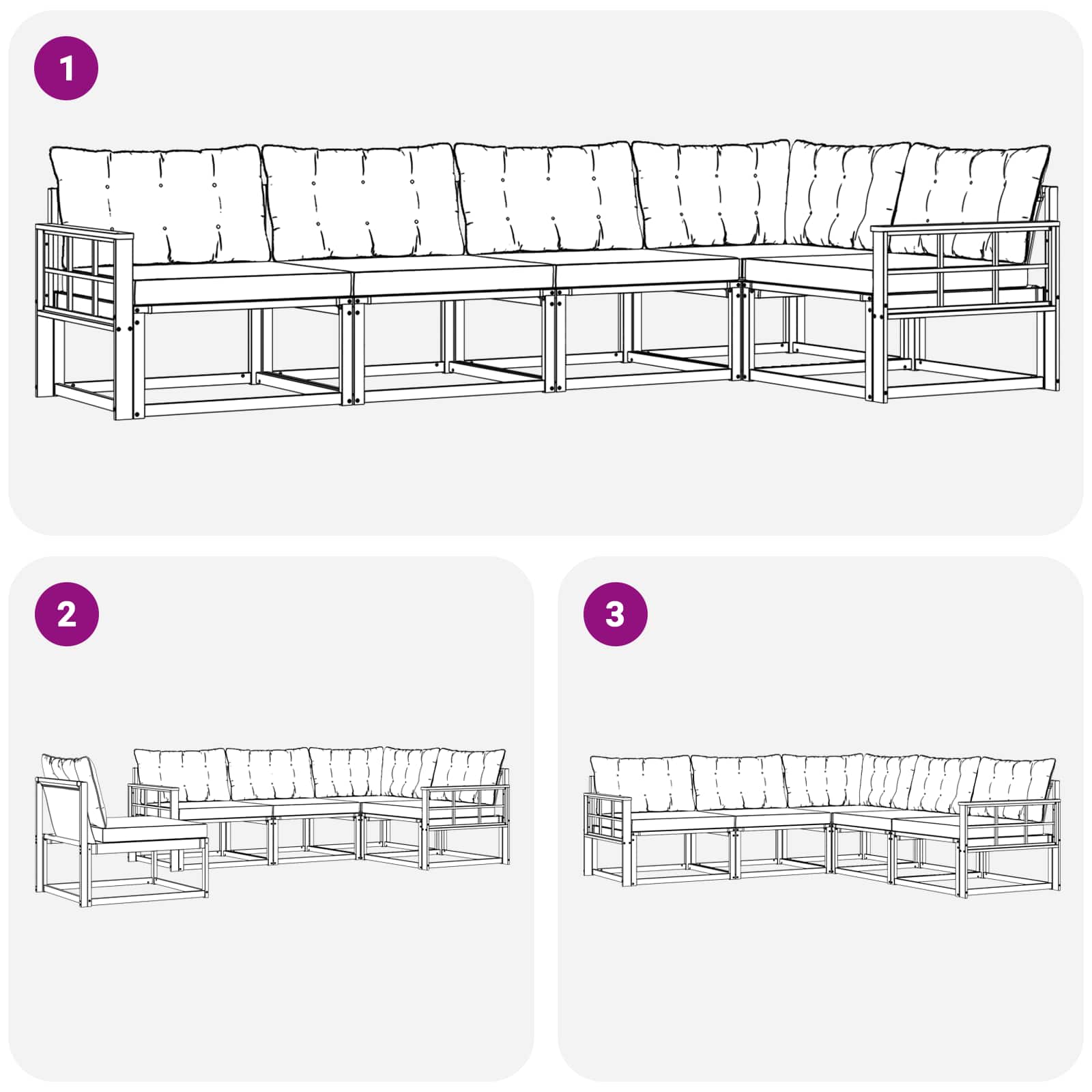 Ensemble de canapés d'extérieur 5 pcs Naturel et Beige - XIOS