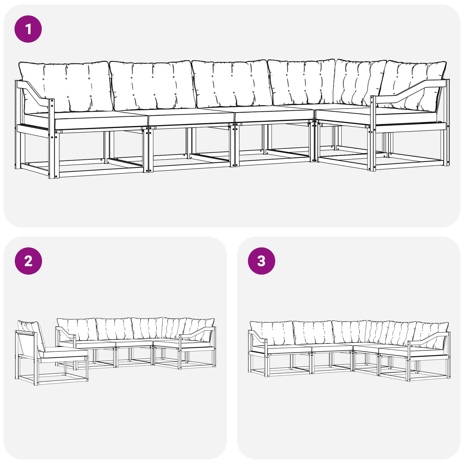 Ensemble de canapés d'extérieur 5 pcs Naturel et Beige - XIOS