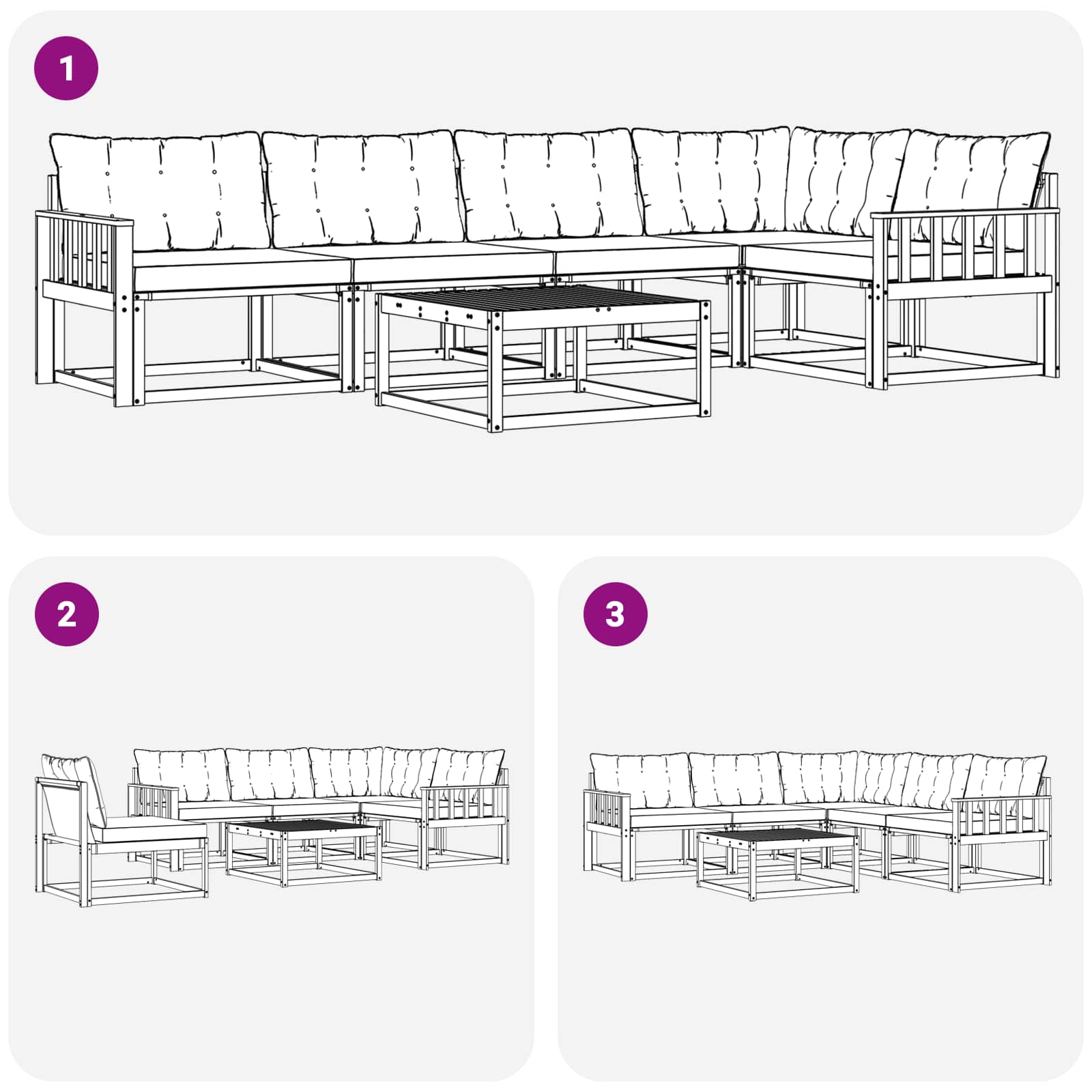 Ensemble de canapés d'extérieur 6 pcs Naturel et Beige - XIOS