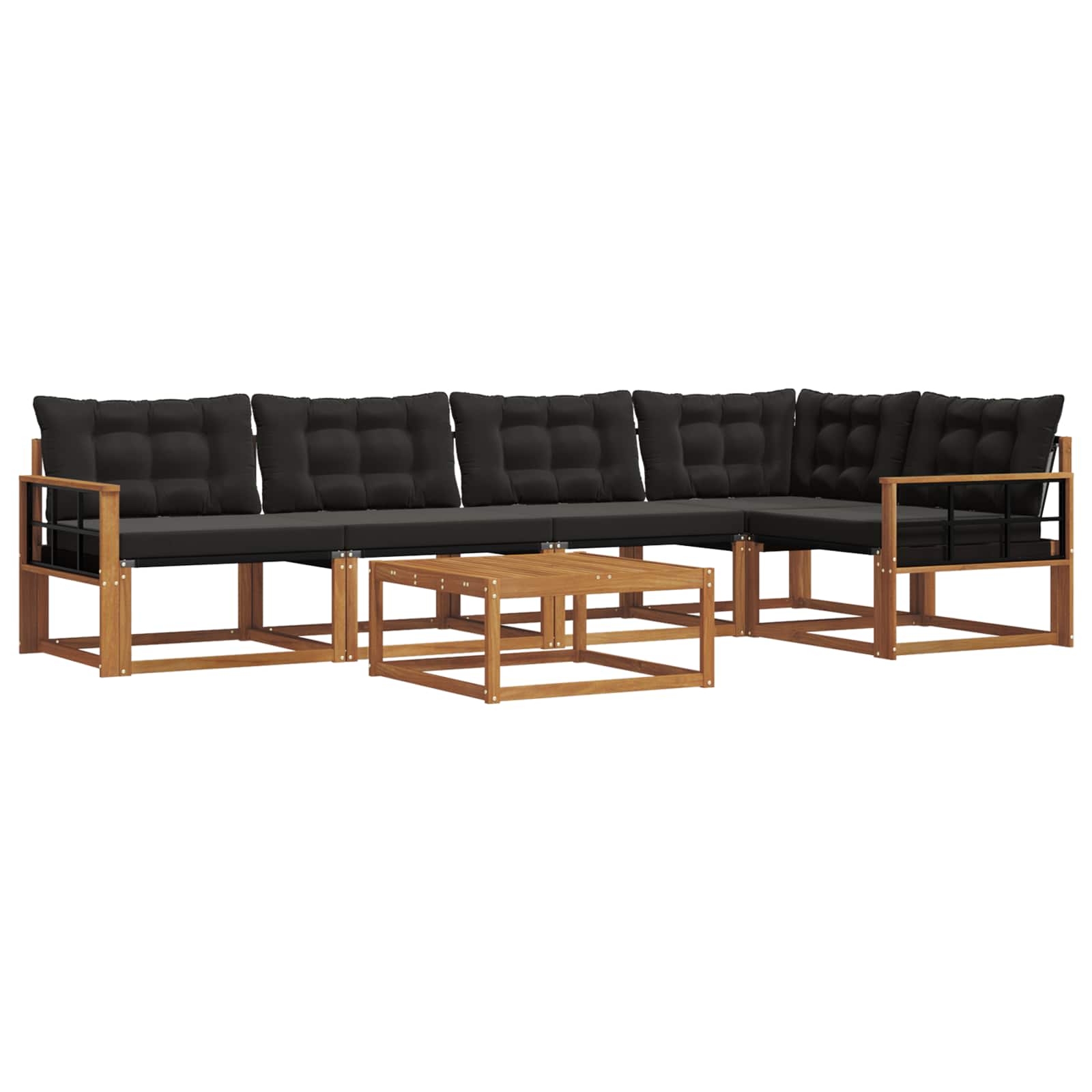 Ensemble de canapés d'extérieur 6 pcs Naturel et Noir - XIOS