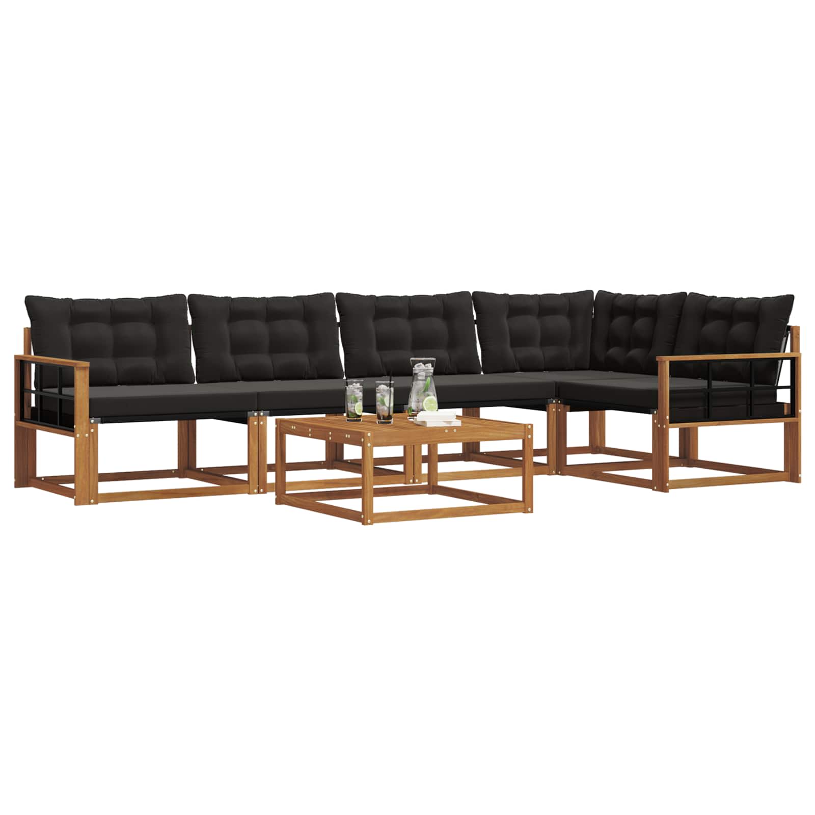 Ensemble de canapés d'extérieur 6 pcs Naturel et Noir - XIOS