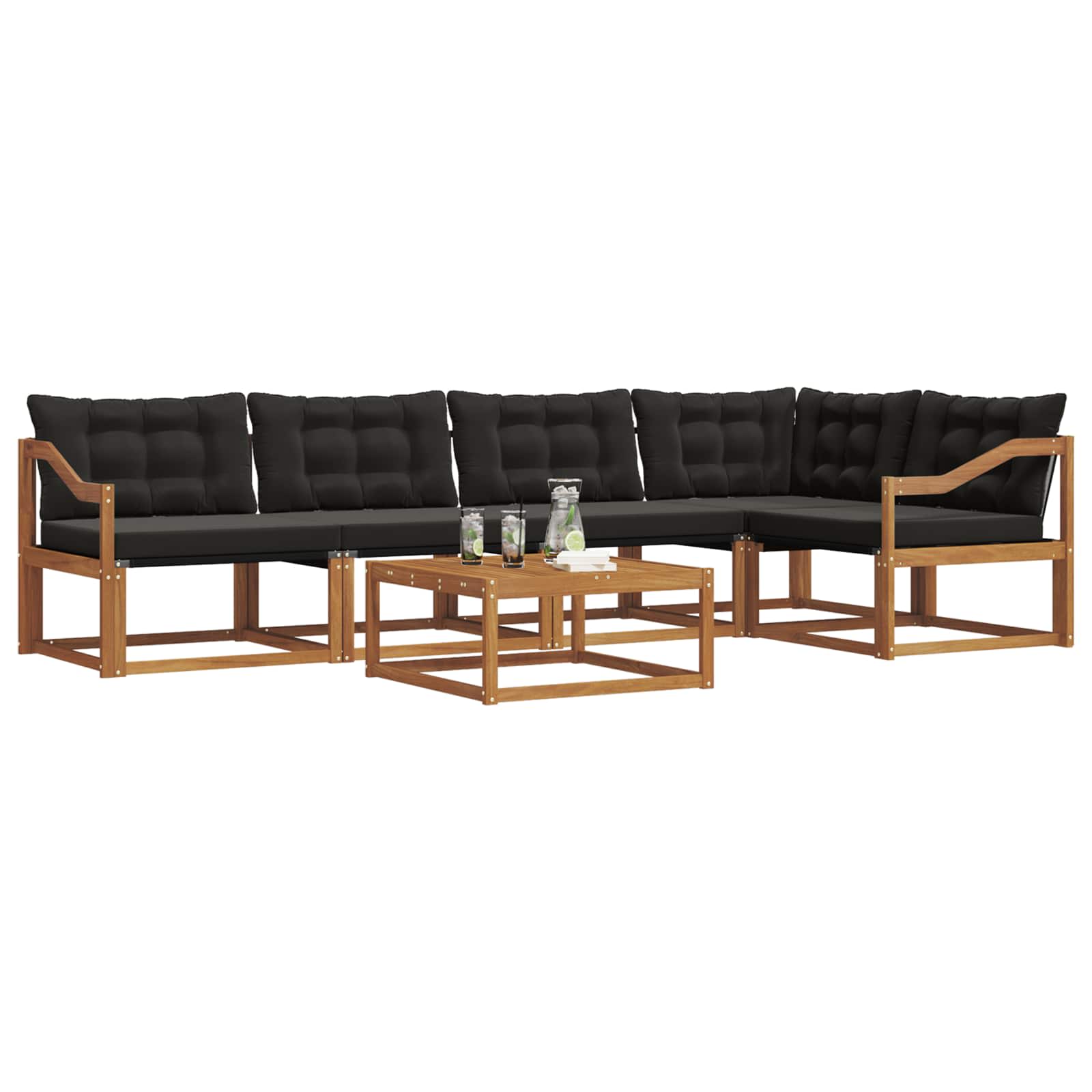 Ensemble de canapés d'extérieur 6 pcs Naturel et Noir - XIOS