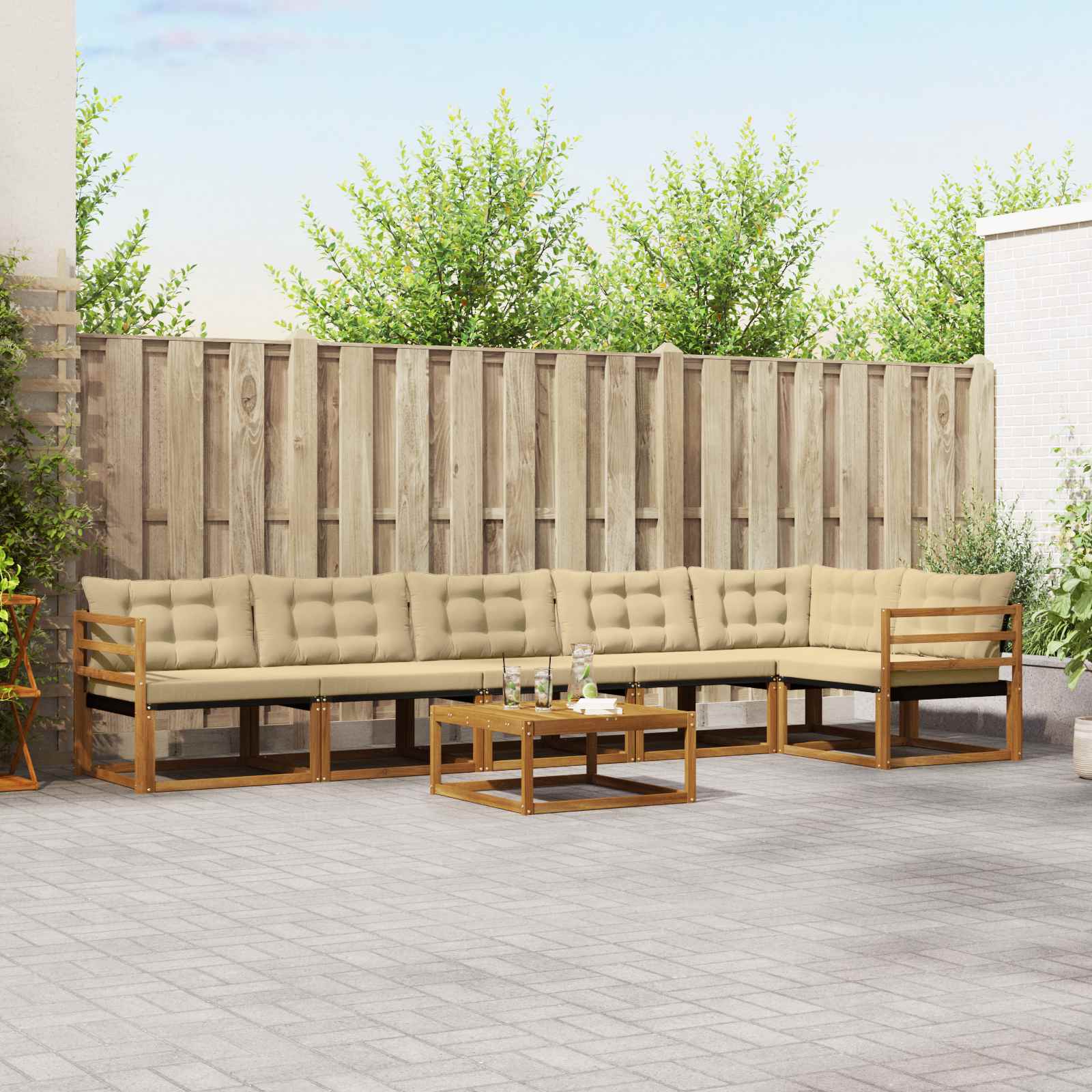 Ensemble de canapés d'extérieur 7 pcs Naturel et Beige - XIOS
