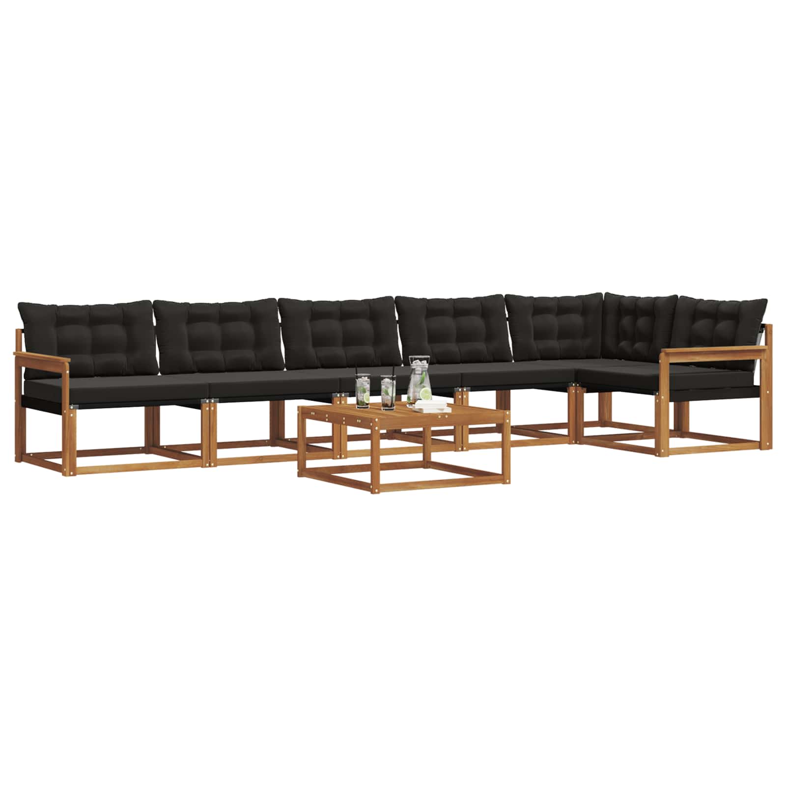 Ensemble de canapés d'extérieur 7 pcs Naturel et Noir - XIOS