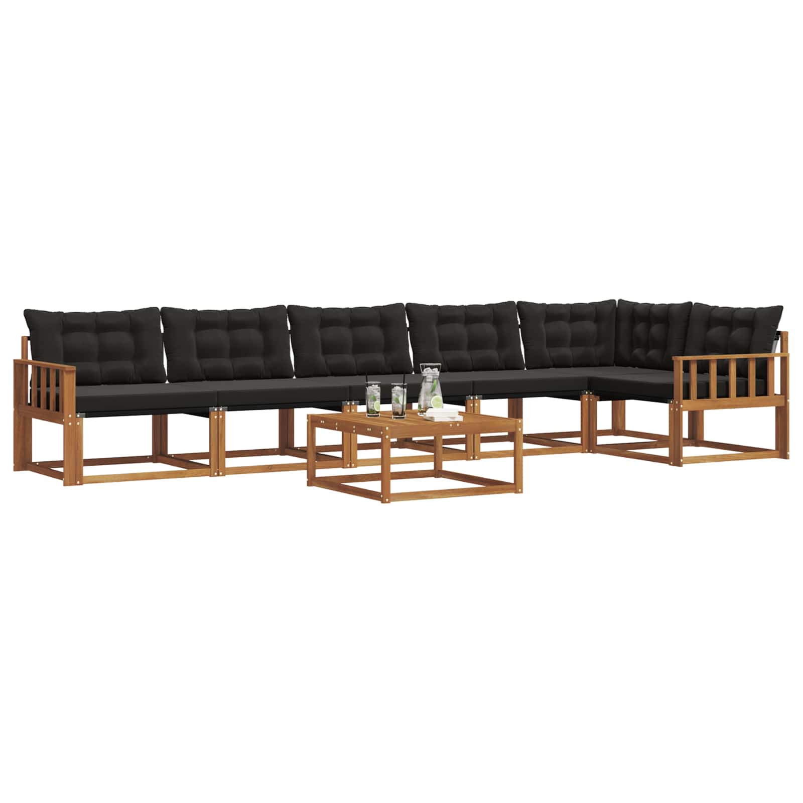 Ensemble de canapés d'extérieur 7 pcs Naturel et Noir - XIOS