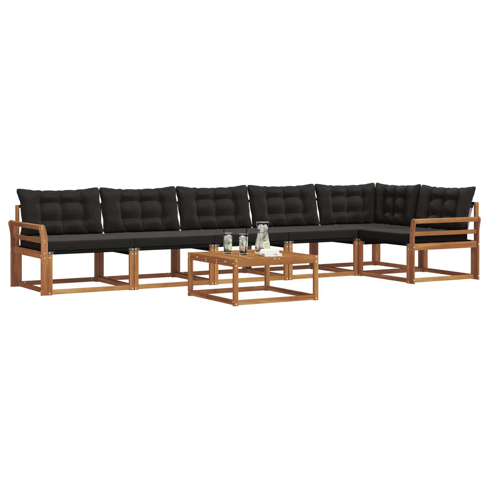 Ensemble de canapés d'extérieur 7 pcs Naturel et Noir - XIOS