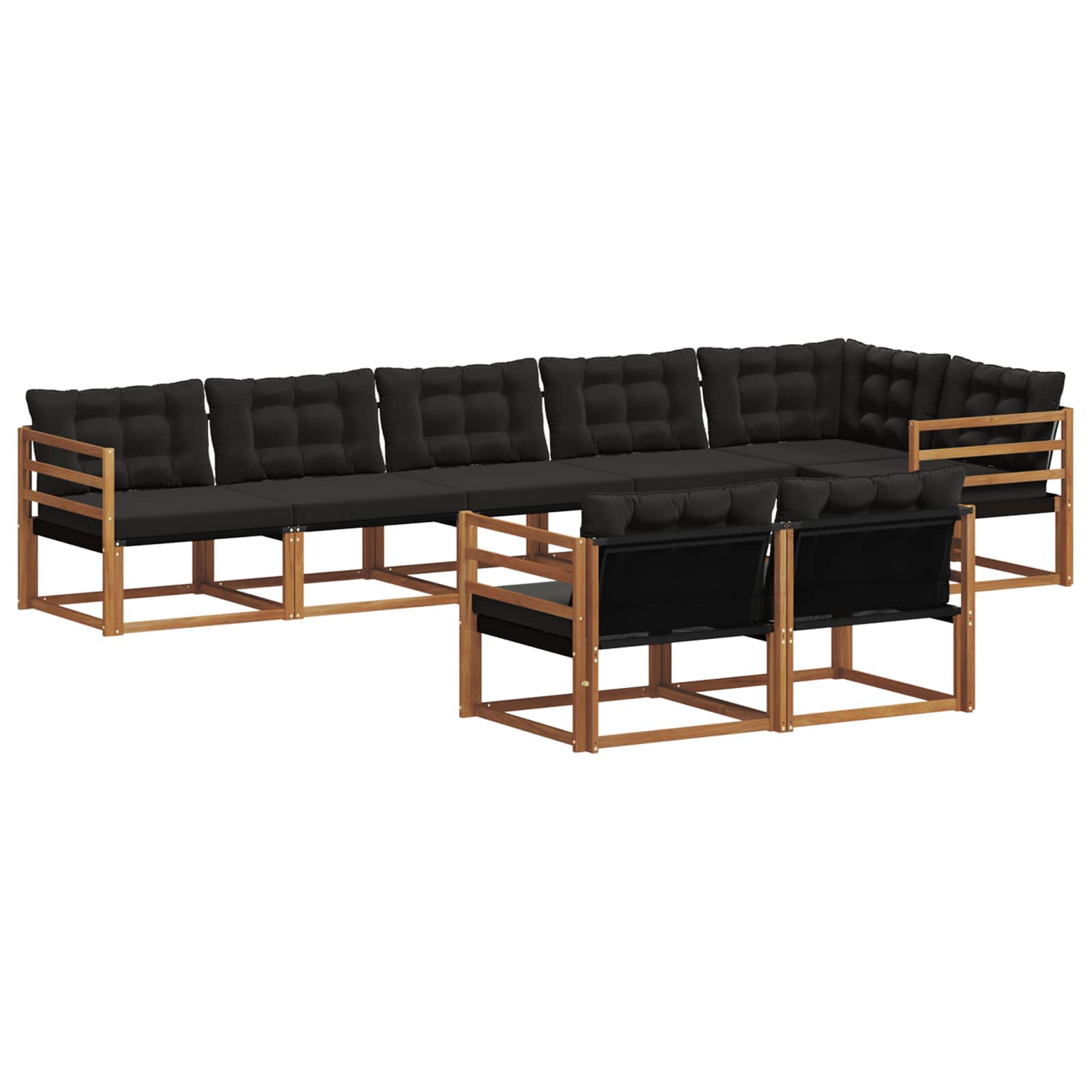 Ensemble de canapés d'extérieur 8 pcs Naturel et Noir - XIOS
