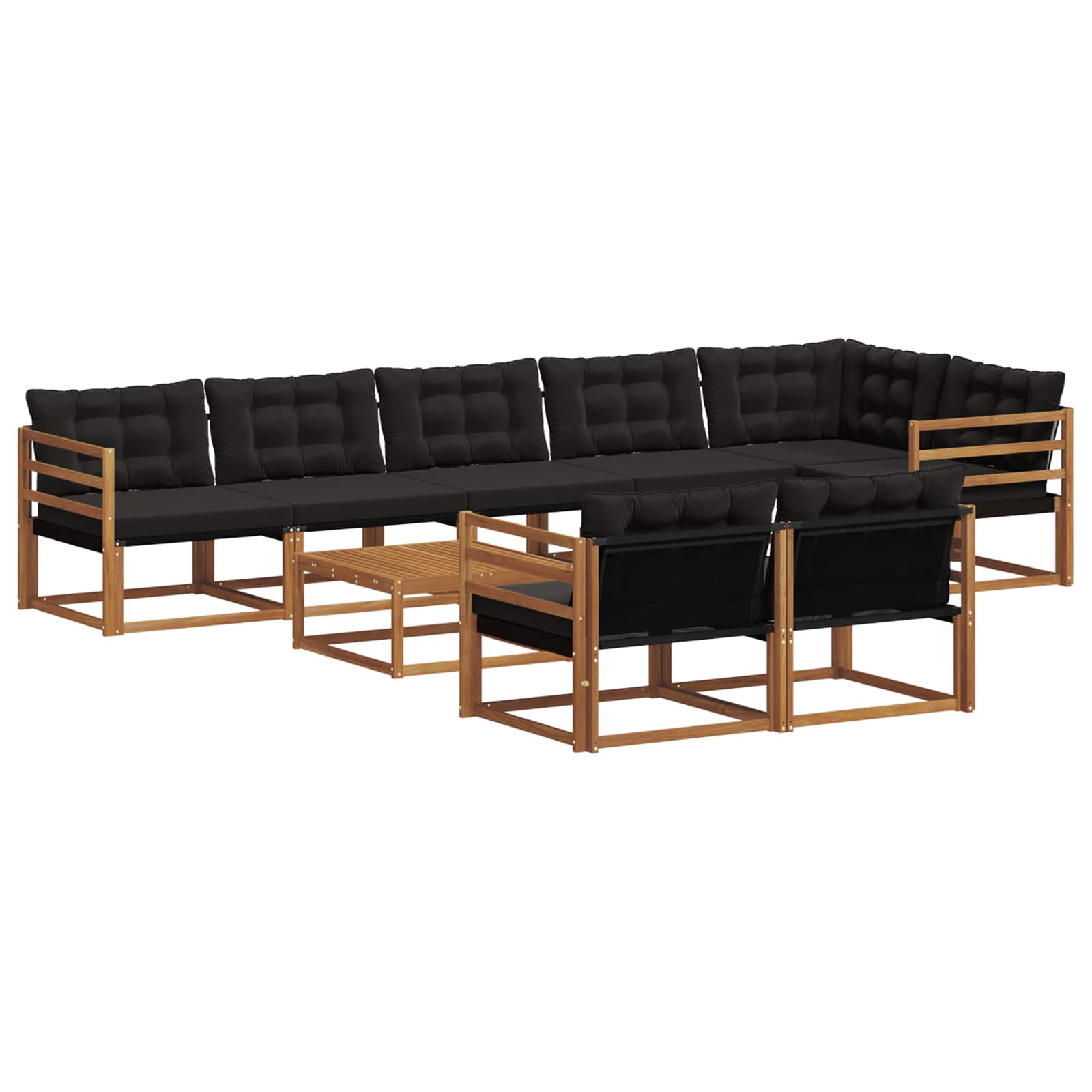 Ensemble de canapés d'extérieur 9 pcs Naturel et Noir - XIOS