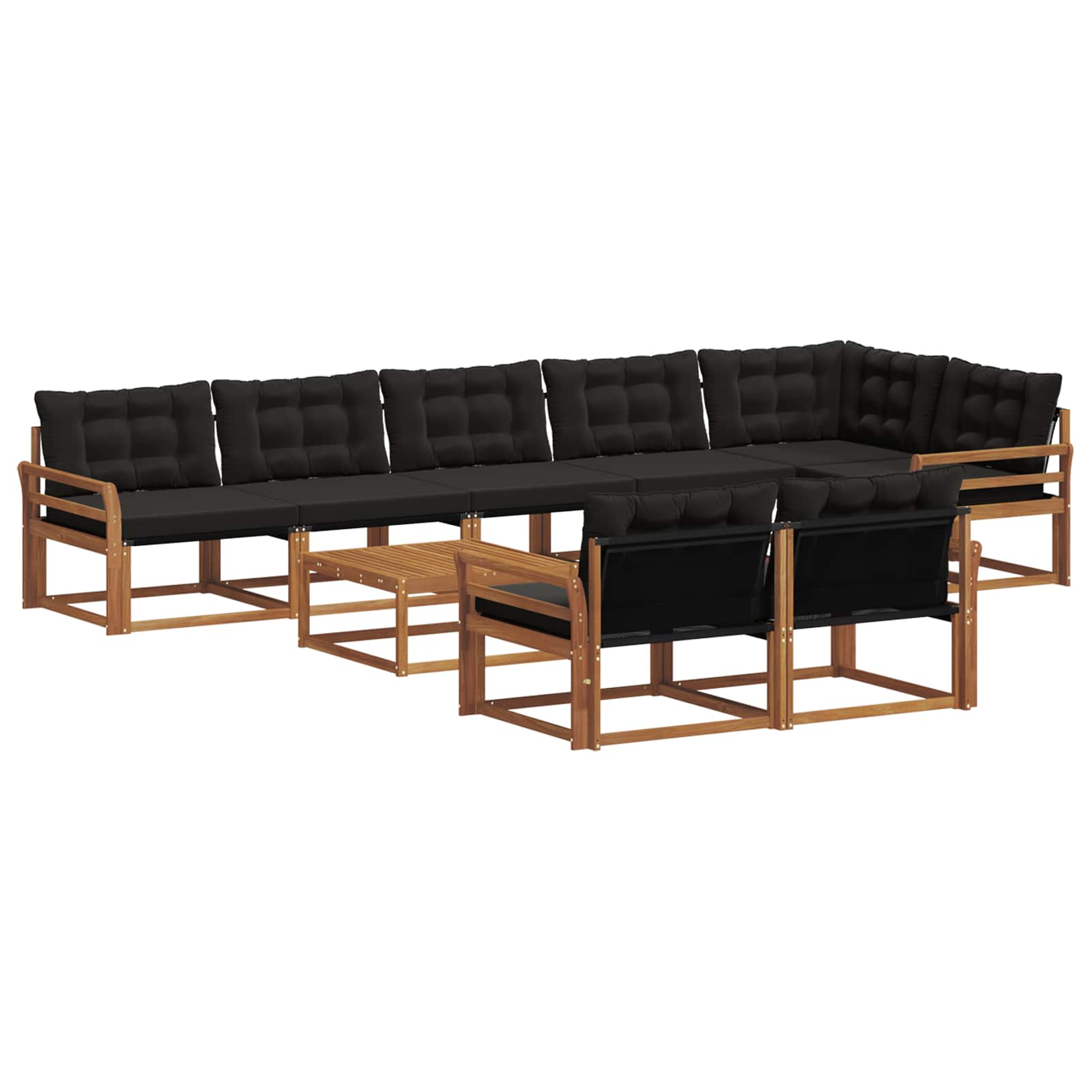 Ensemble de canapés d'extérieur 9 pcs Naturel et Noir - XIOS