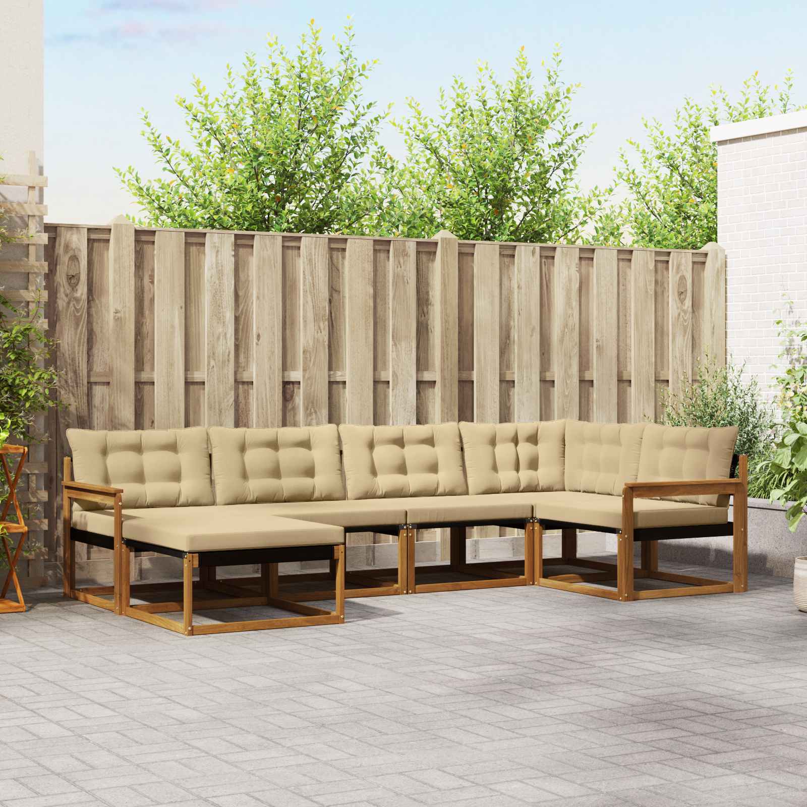 Ensemble de canapés d'extérieur 6 pcs Naturel et Beige - XIOS