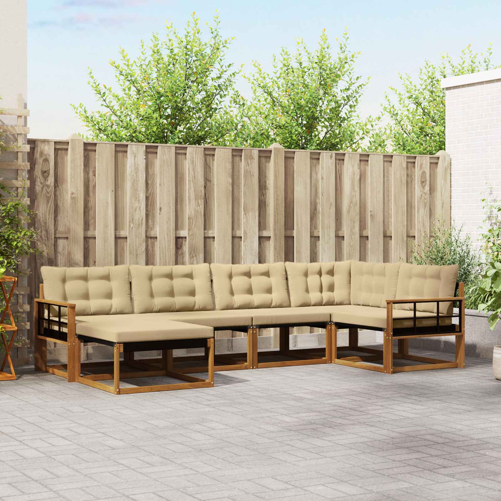 Ensemble de canapés d'extérieur 6 pcs Naturel et Beige - XIOS