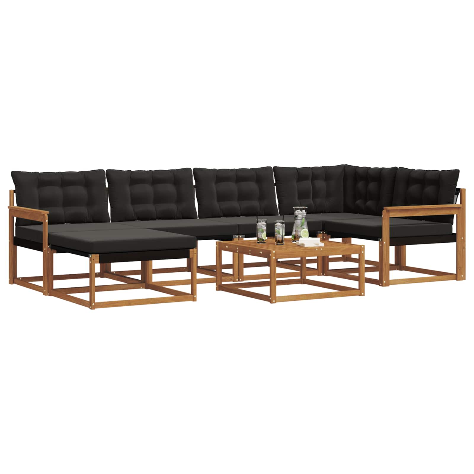 Ensemble de canapés d'extérieur 19 pcs Naturel et Noir - XIOS