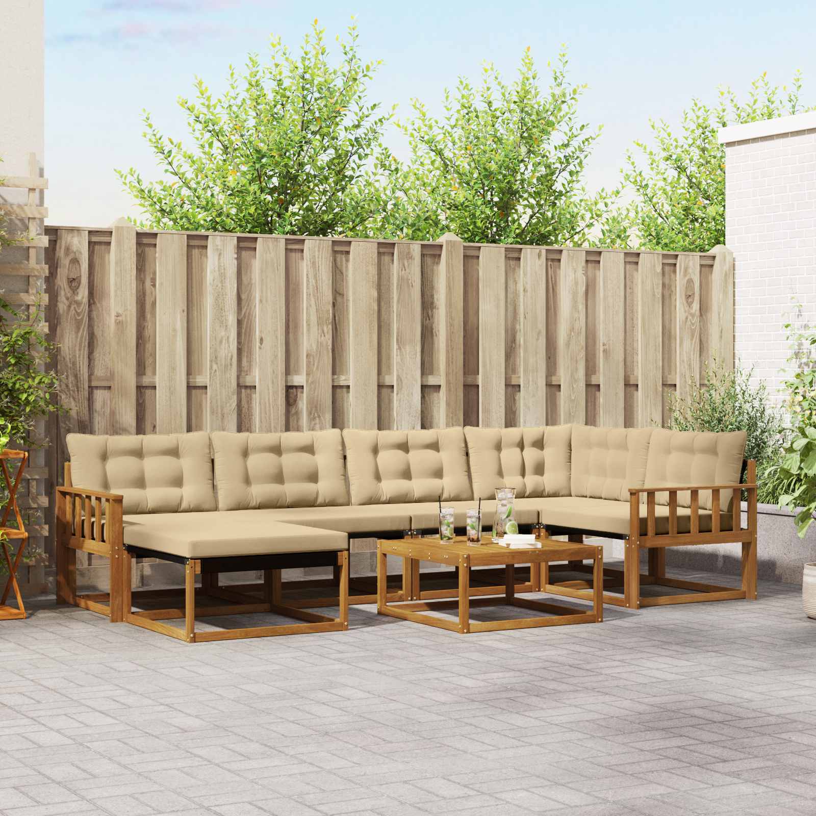 Ensemble de canapés d'extérieur 19 pcs Naturel et Beige - XIOS