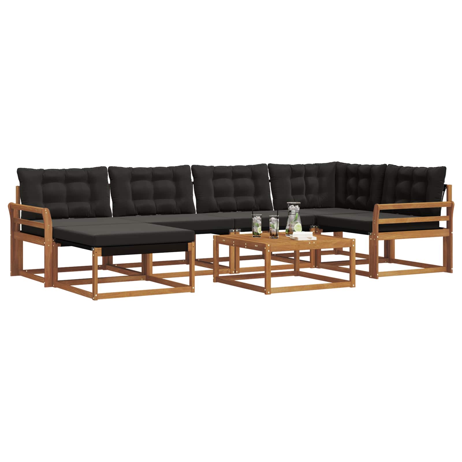 Ensemble de canapés d'extérieur 19 pcs Naturel et Noir - XIOS