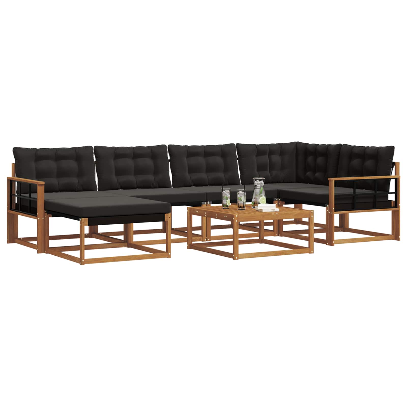Ensemble de canapés d'extérieur 19 pcs Naturel et Noir - XIOS