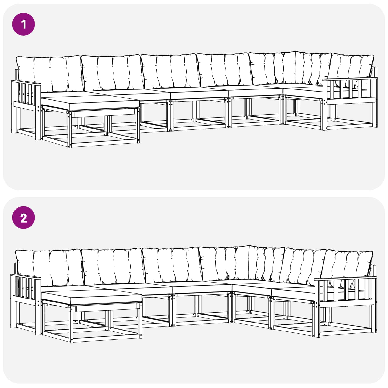 Ensemble de canapés d'extérieur 7 pcs Naturel et Beige - XIOS