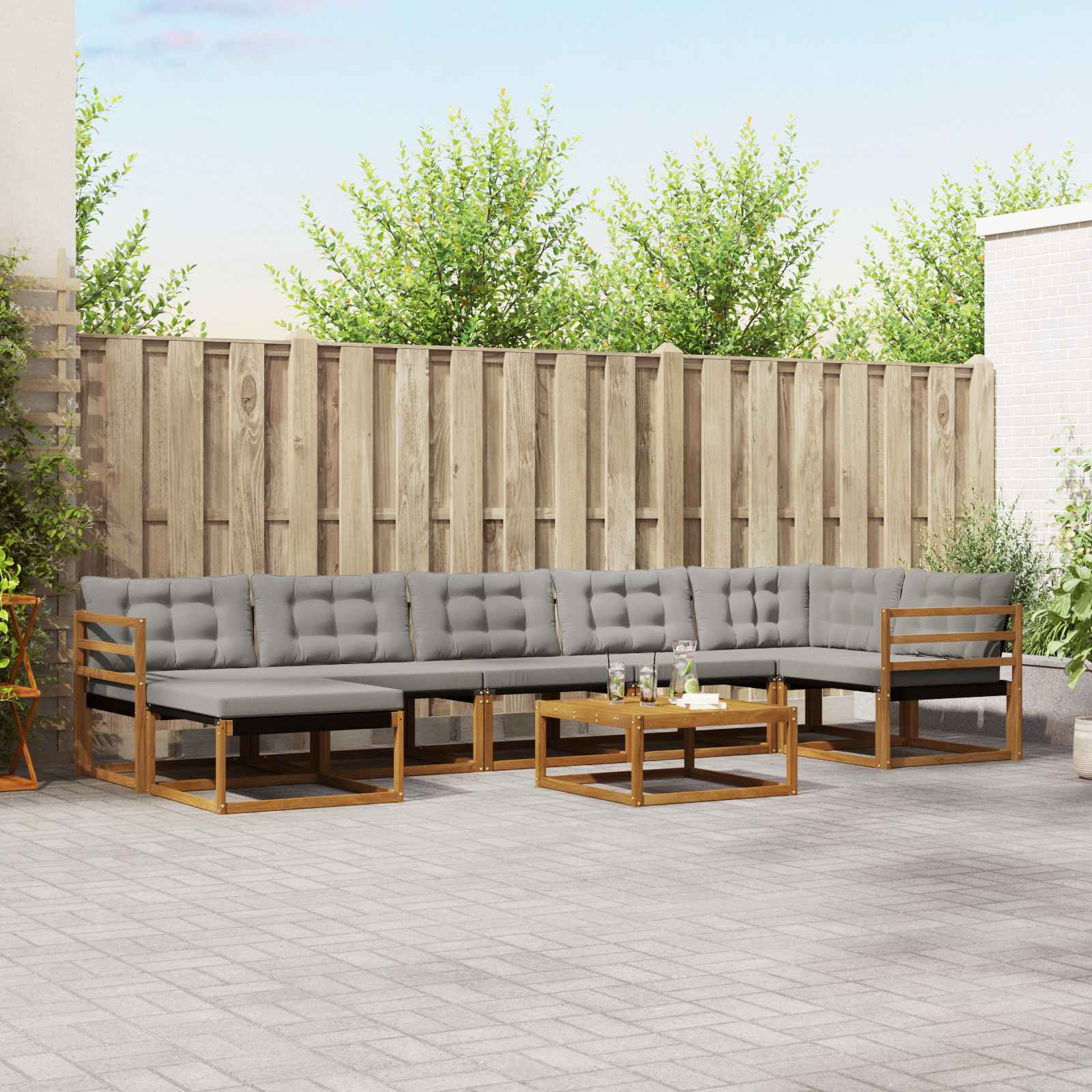 Ensemble de canapés d'extérieur 8 pcs Gris Naturel et Clair - XIOS
