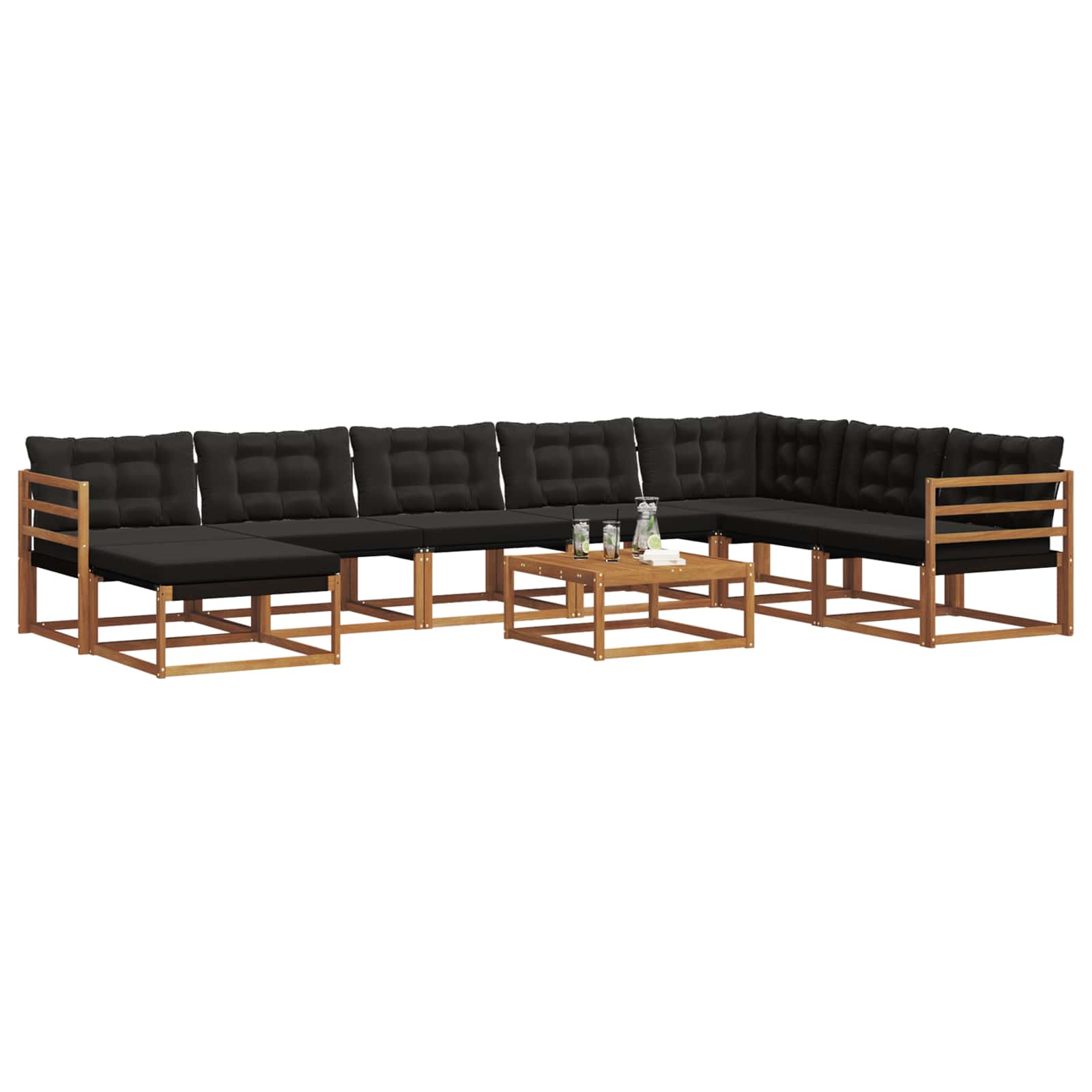 Ensemble de canapés d'extérieur 9 pcs Naturel et Noir - XIOS