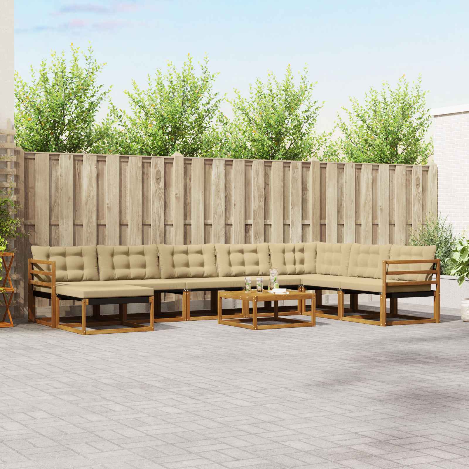 Ensemble de canapés d'extérieur 9 pcs Naturel et Beige - XIOS