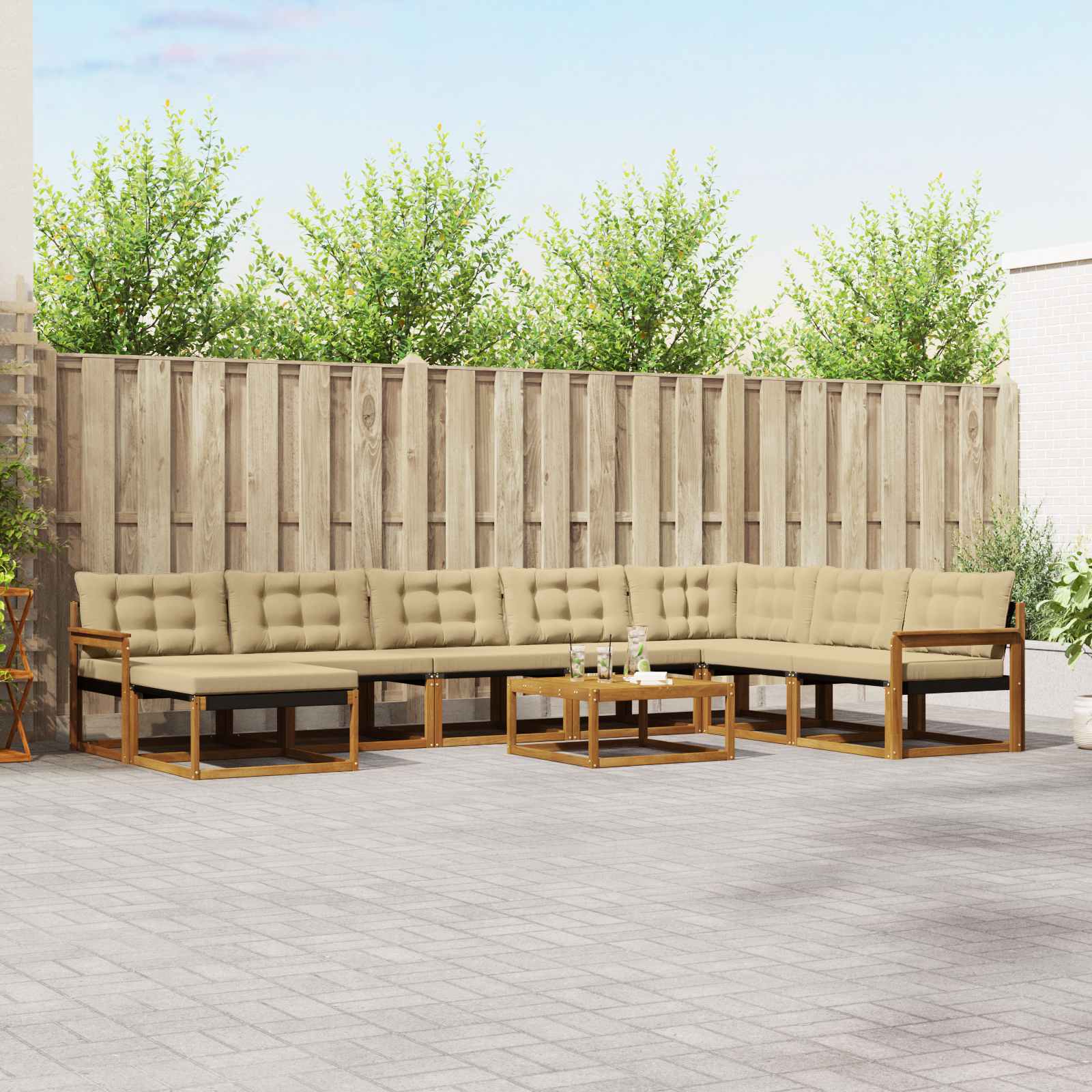 Ensemble de canapés d'extérieur 9 pcs Naturel et Beige - XIOS
