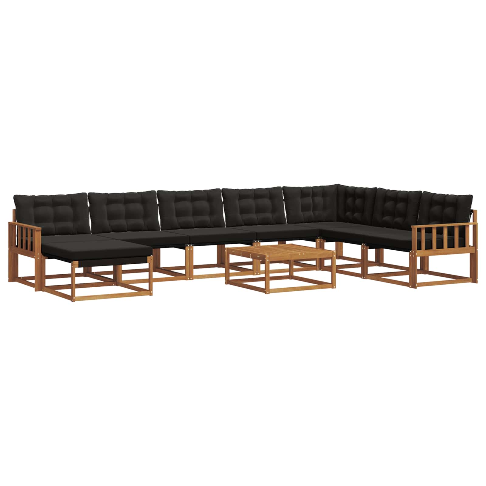 Ensemble de canapés d'extérieur 9 pcs Naturel et Noir - XIOS
