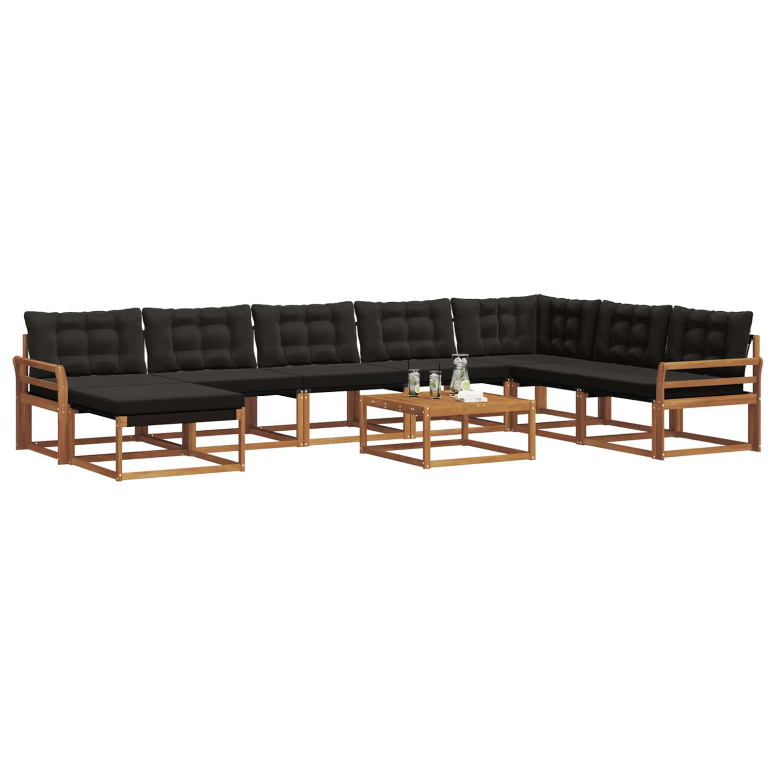 Ensemble de canapés d'extérieur 9 pcs Naturel et Noir - XIOS