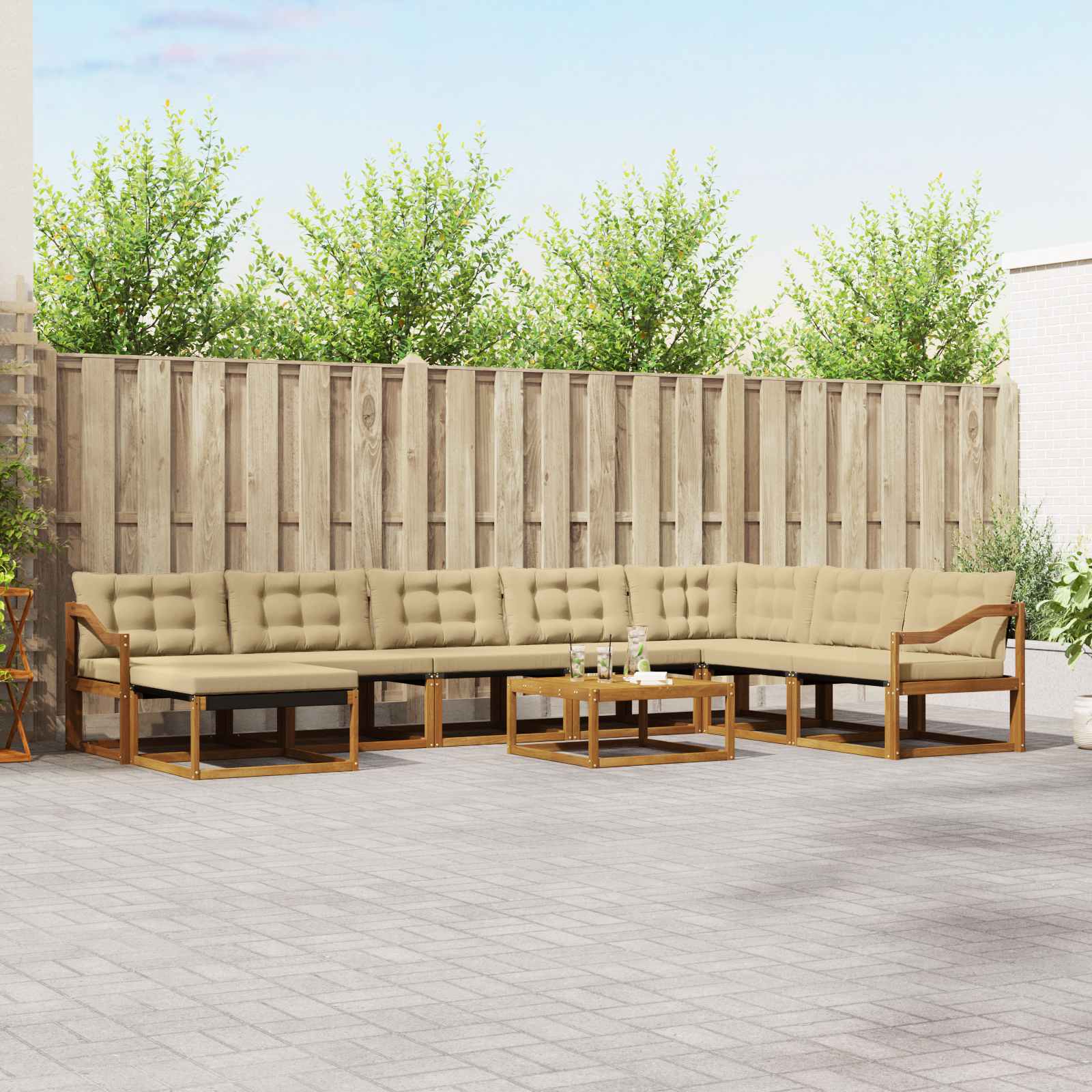 Ensemble de canapés d'extérieur 9 pcs Naturel et Beige - XIOS