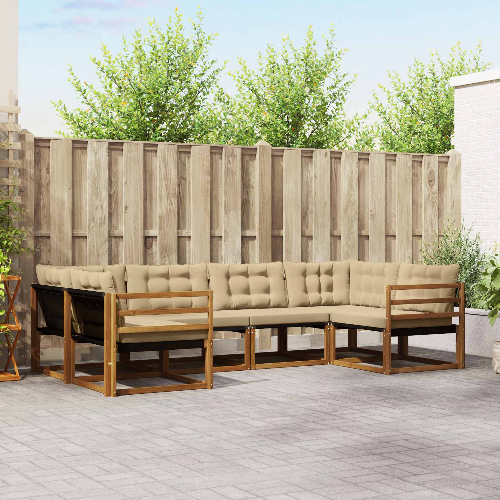 Ensemble de canapés d'extérieur 6 pcs Naturel et Beige - XIOS