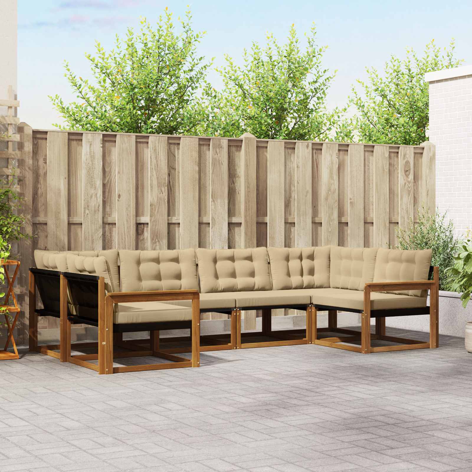 Ensemble de canapés d'extérieur 6 pcs Naturel et Beige - XIOS