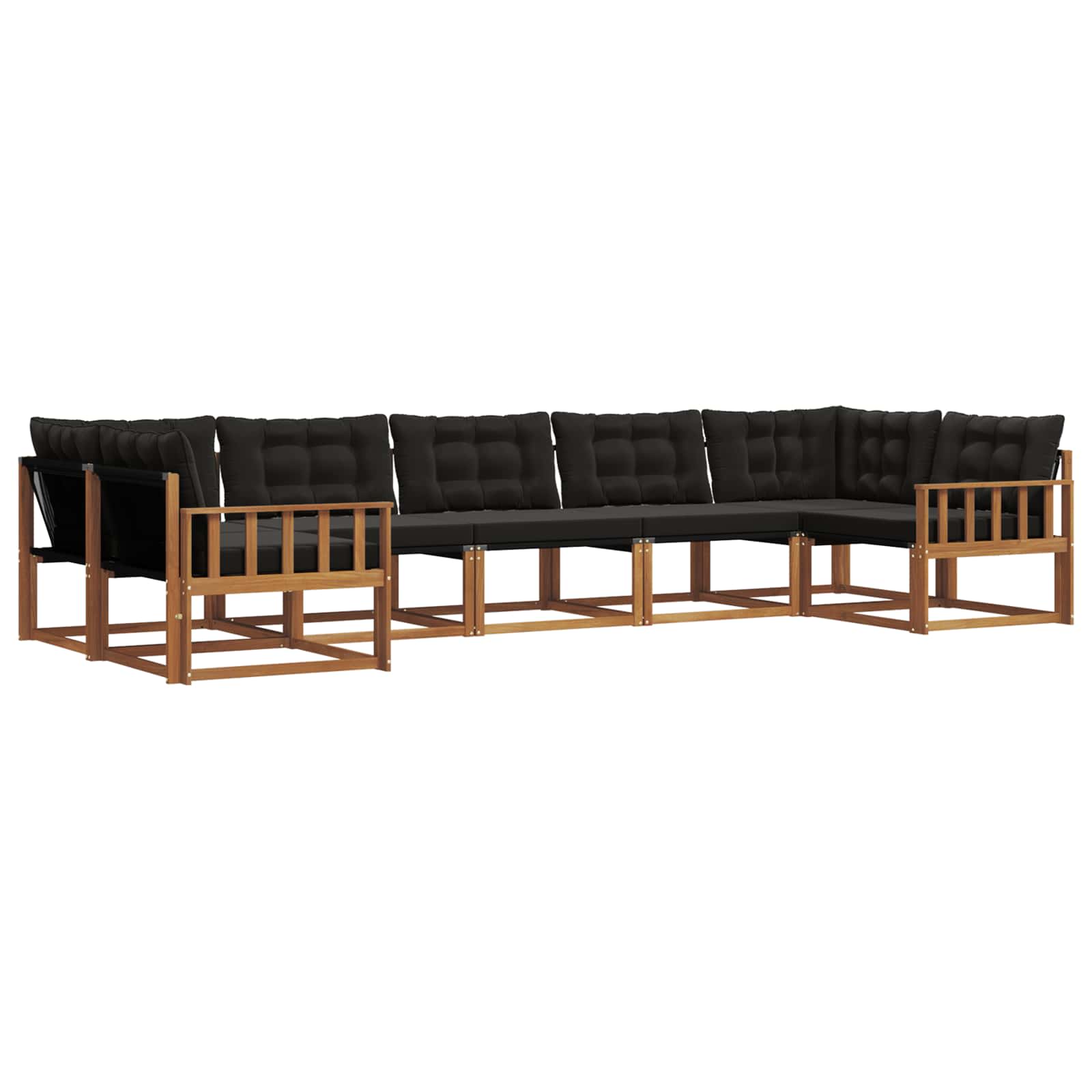 Ensemble de canapés d'extérieur 7 pc Naturel et Noir
