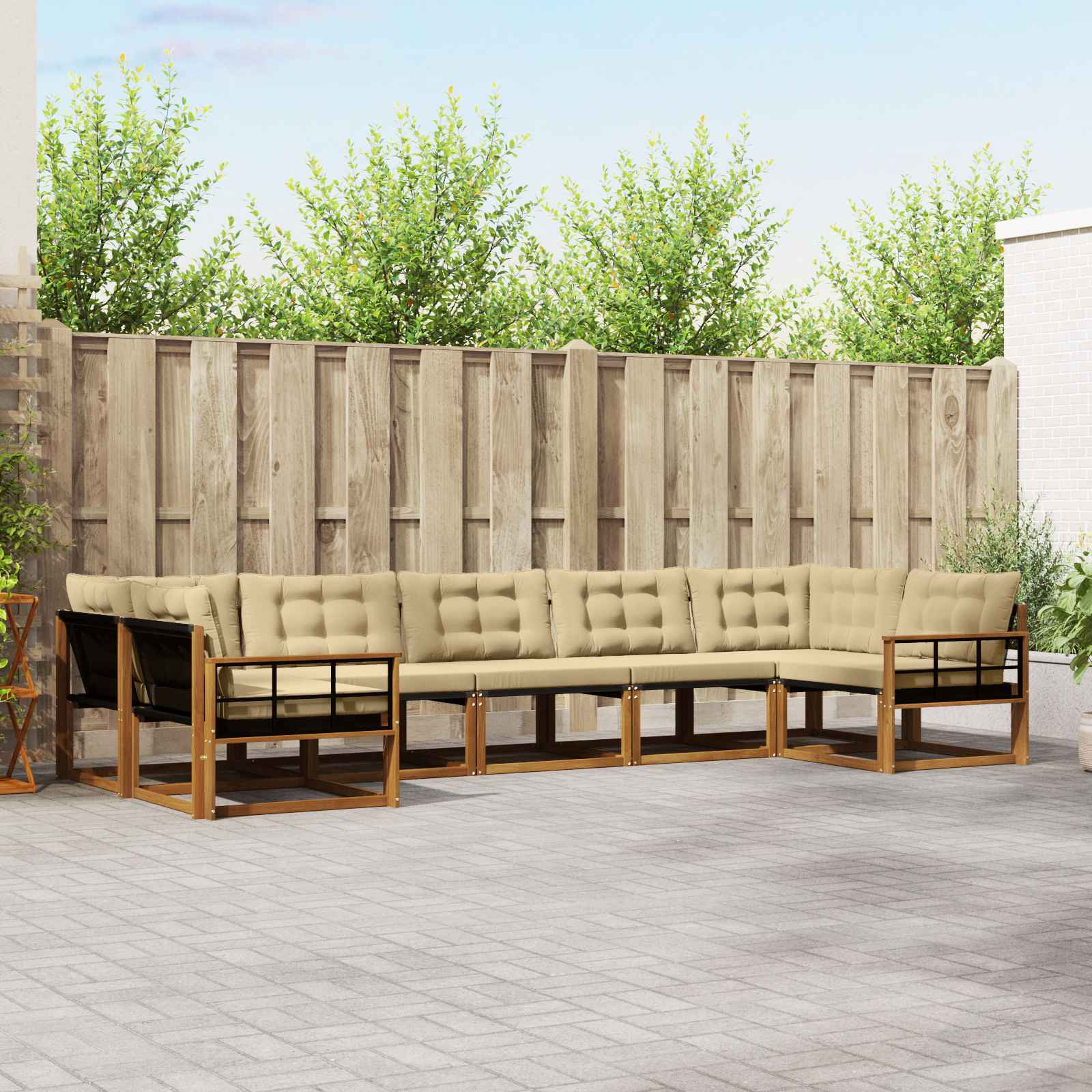 Ensemble de canapés d'extérieur 7 pcs Naturel et Beige - XIOS