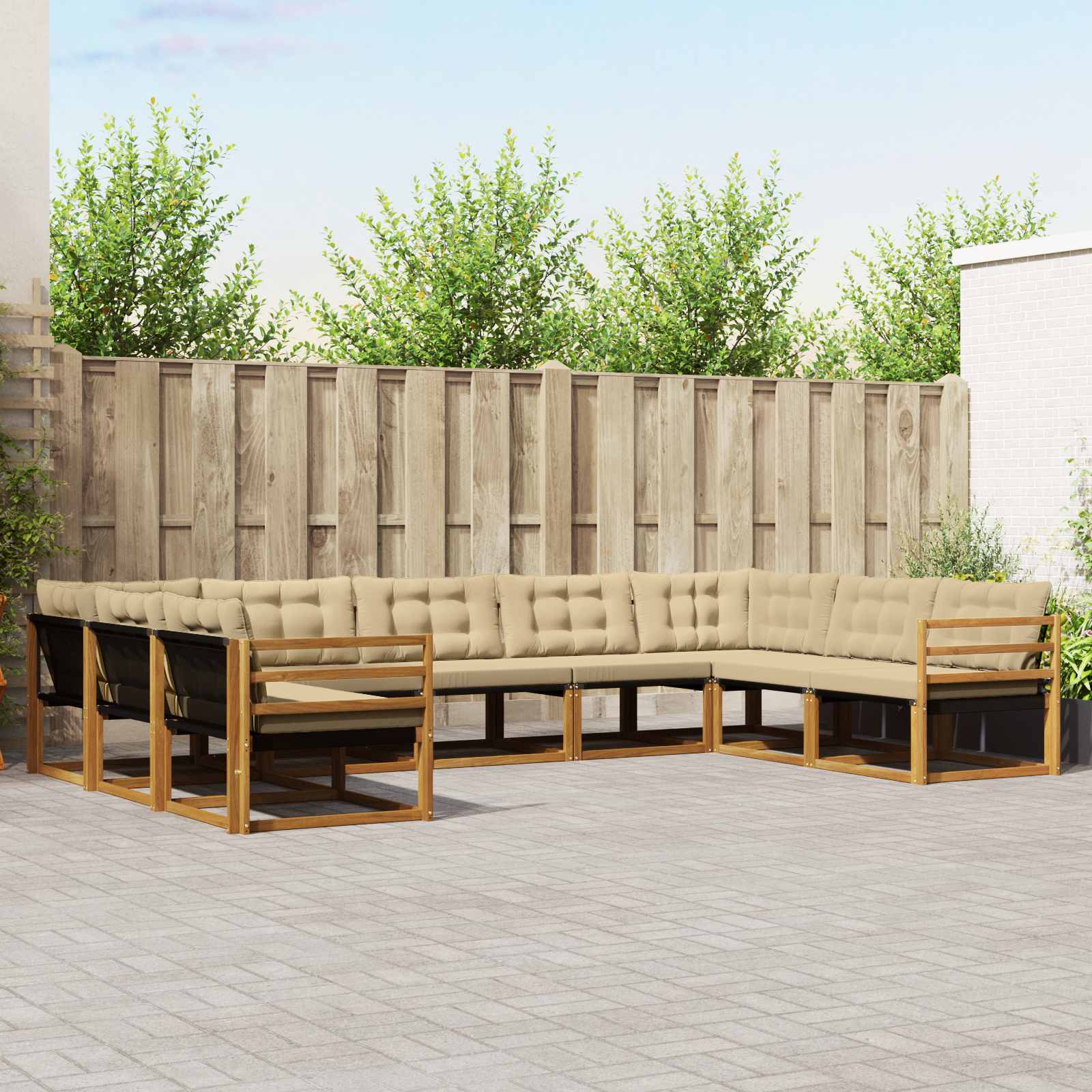 Ensemble de canapés d'extérieur 9 pcs Naturel et Beige - XIOS