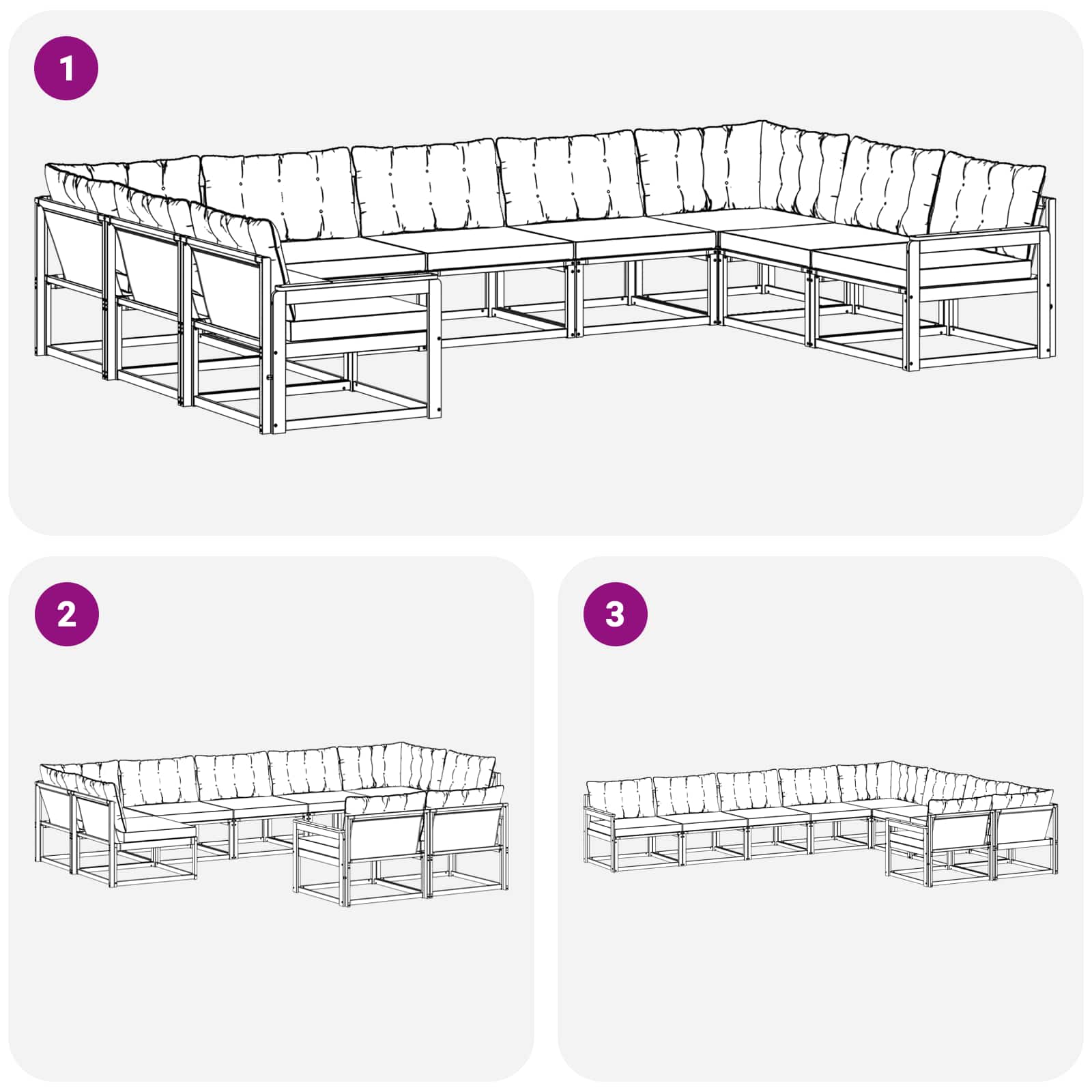 Ensemble de canapés d'extérieur 9 pcs Gris Naturel et Clair - XIOS
