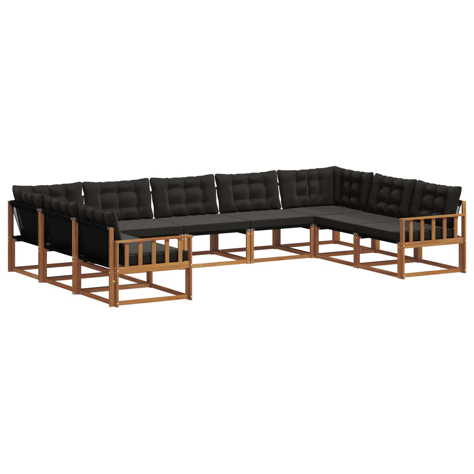 Ensemble de canapés d'extérieur 9 pcs Naturel et Noir - XIOS