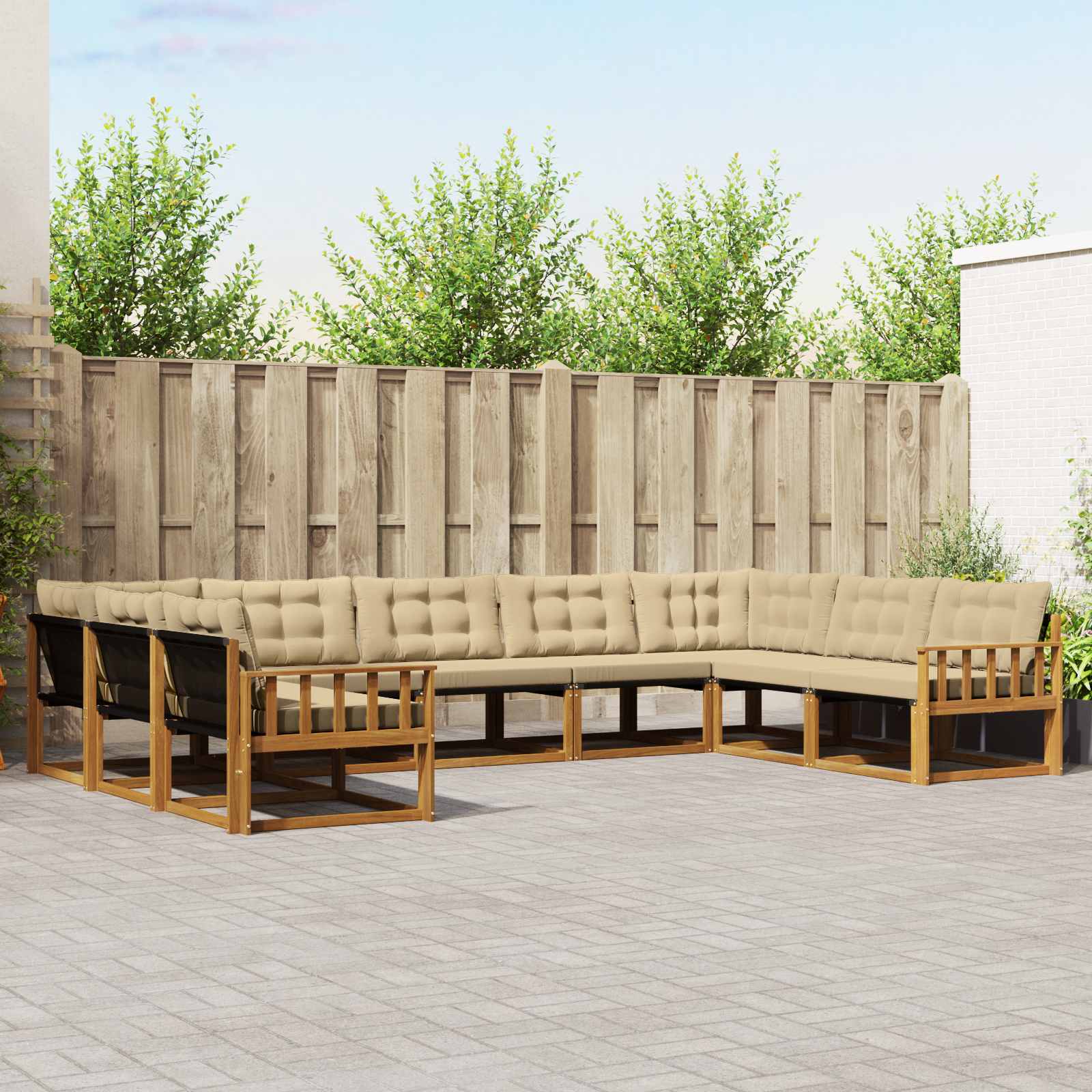 Ensemble de canapés d'extérieur 9 pcs Naturel et Beige - XIOS