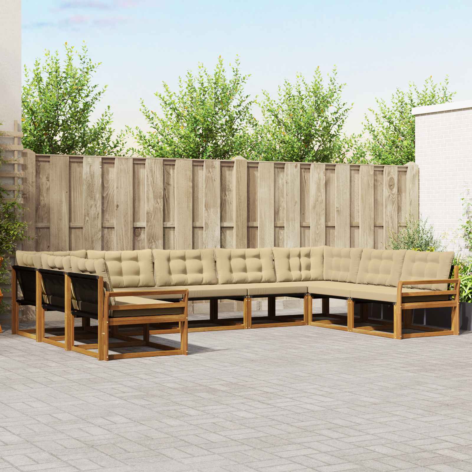 Ensemble de canapés d'extérieur 9 pcs Naturel et Beige - XIOS