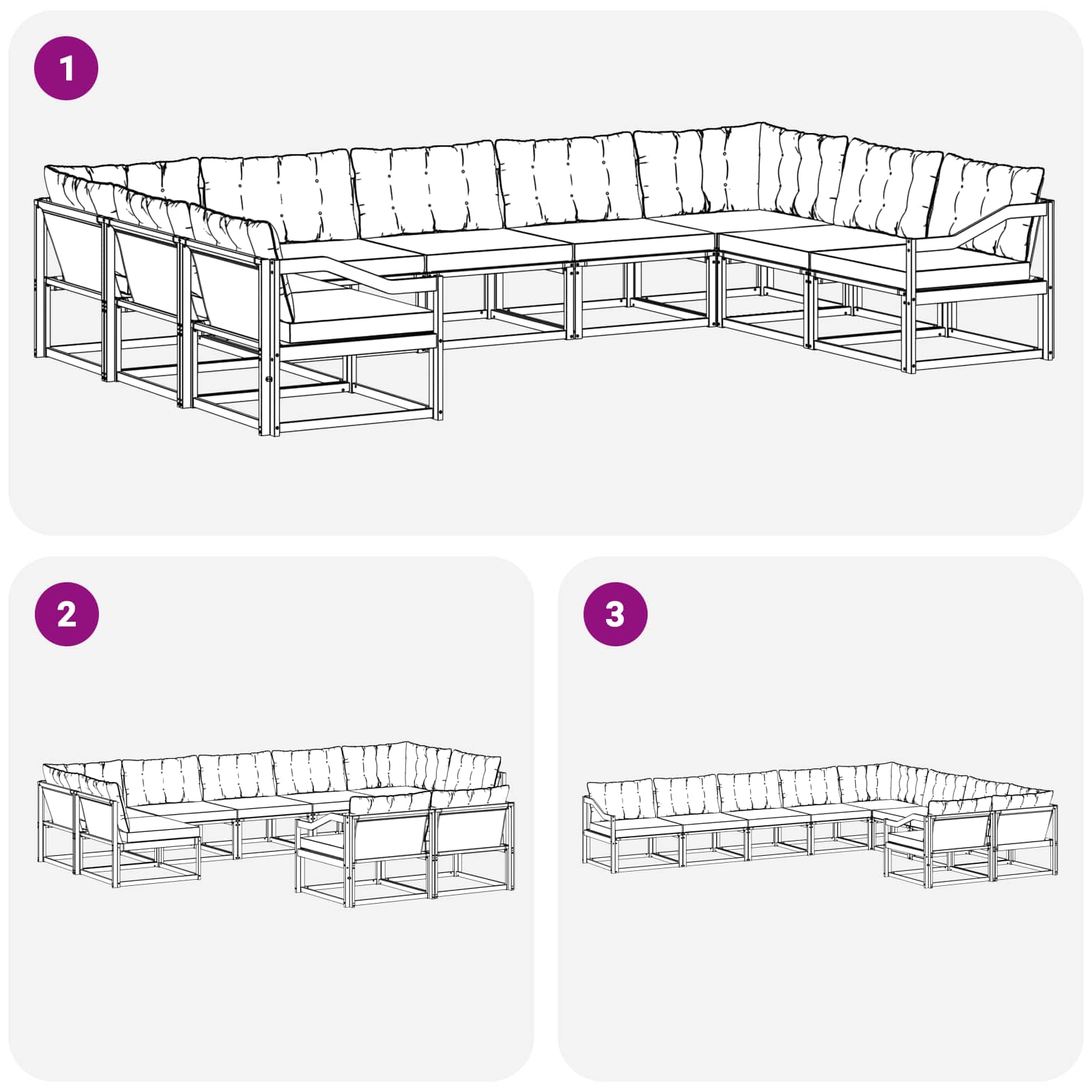 Ensemble de canapés d'extérieur 9 pcs Gris Naturel et Clair - XIOS