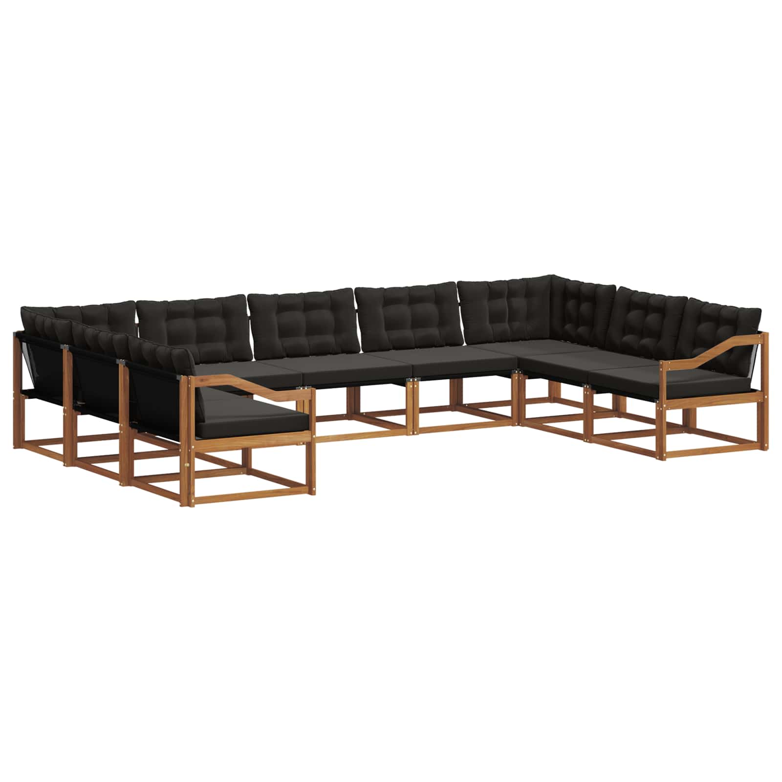 Ensemble de canapés d'extérieur 9 pcs Naturel et Noir - XIOS