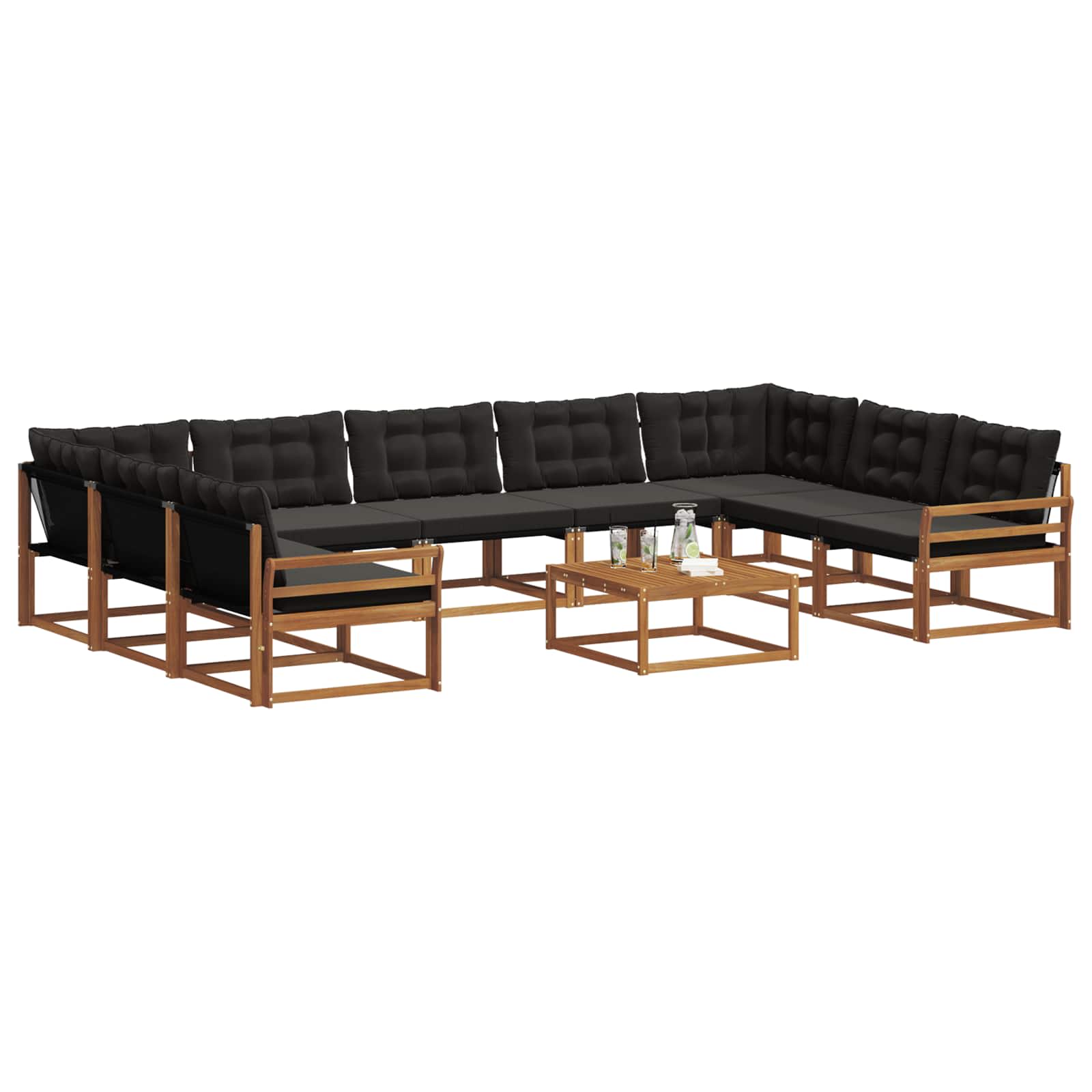 Ensemble de canapés d'extérieur 10 pcs Naturel et Noir - XIOS