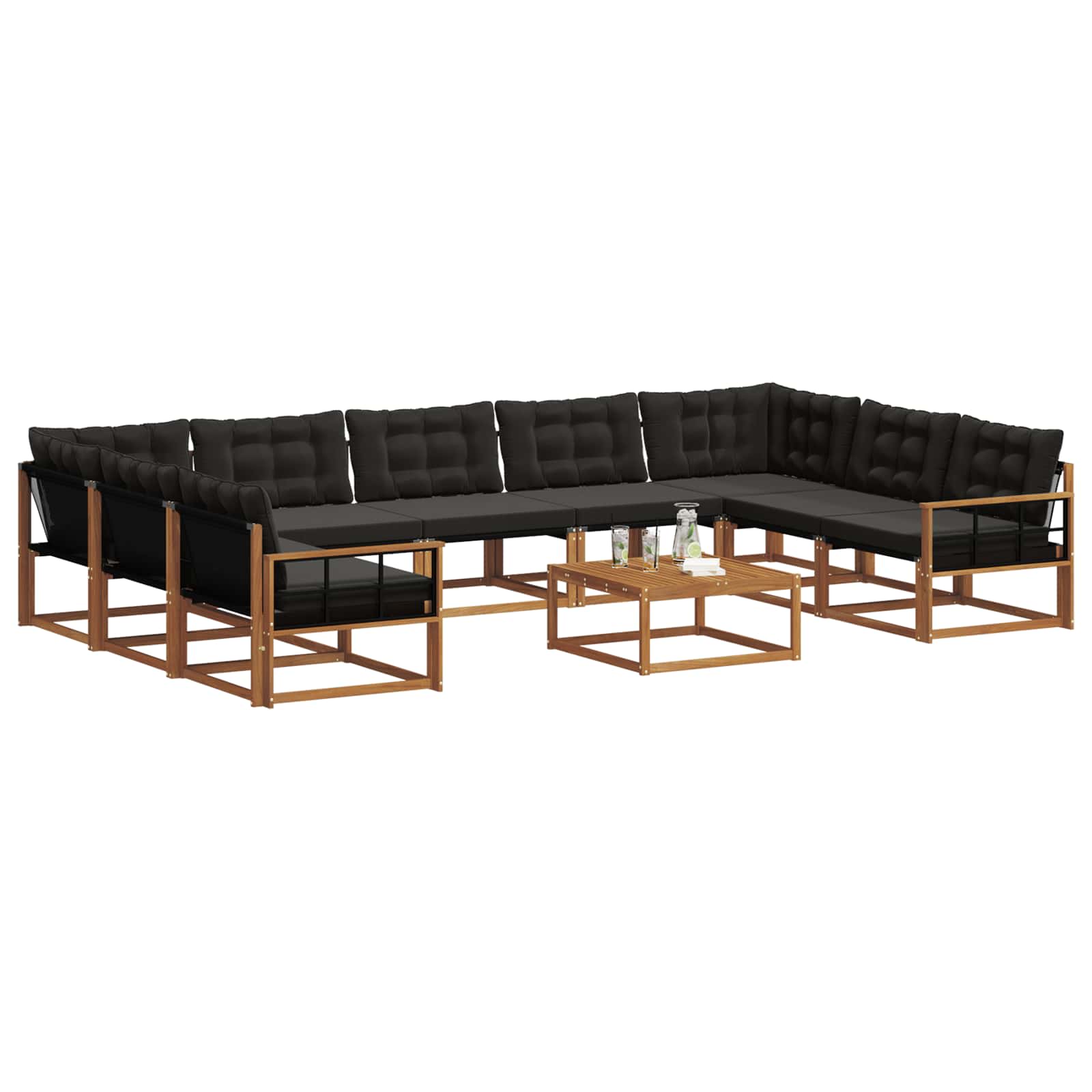 Ensemble de canapés d'extérieur 10 pcs Naturel et Noir - XIOS