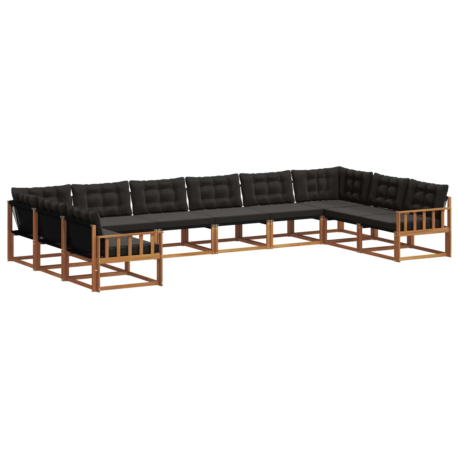 Ensemble de canapés d'extérieur 10 pcs Naturel et Noir - XIOS